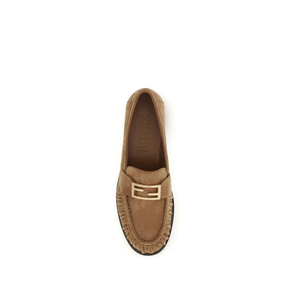 Fendi Brown Lamb Ovis Aries Aries Slip-On Loafers