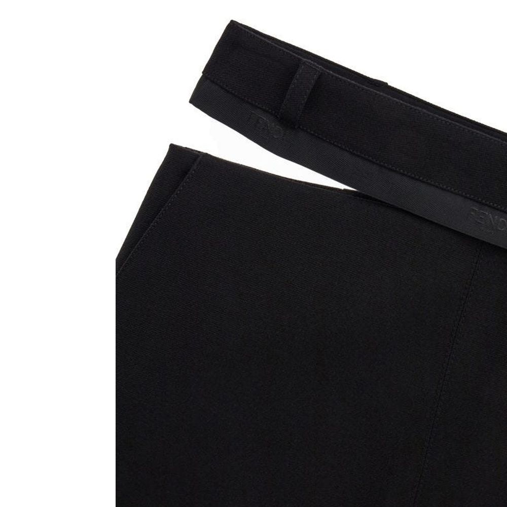 Fendi Black Virgin Wool Long Skirt