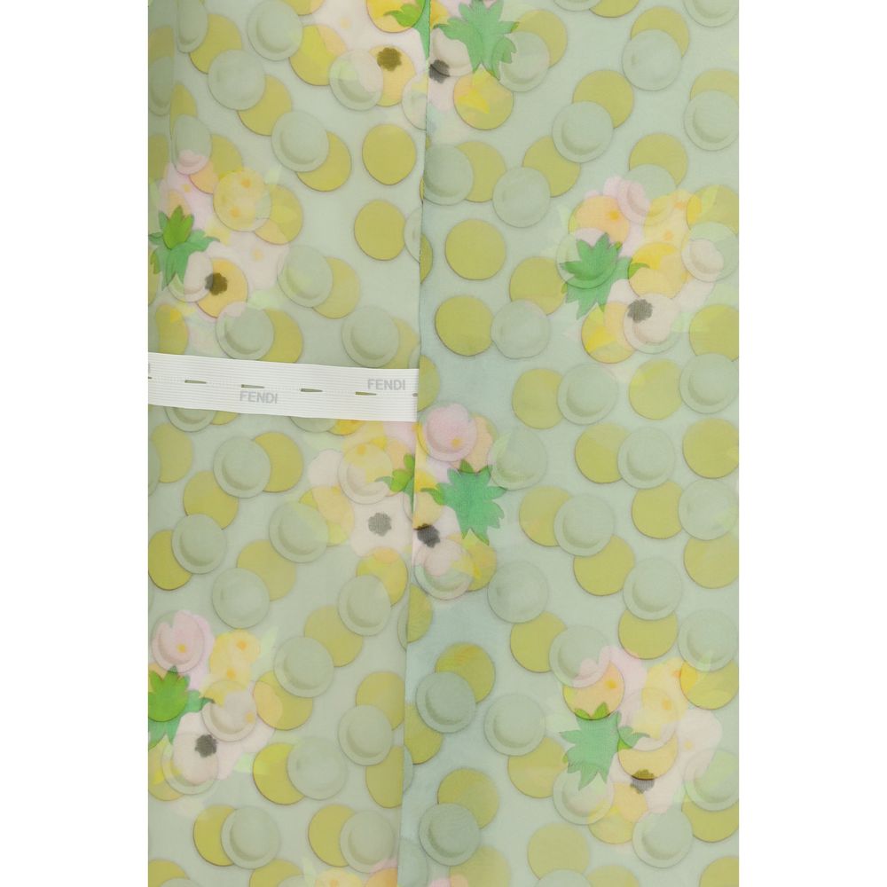 Fendi Multicolor Silk Midi Skirt