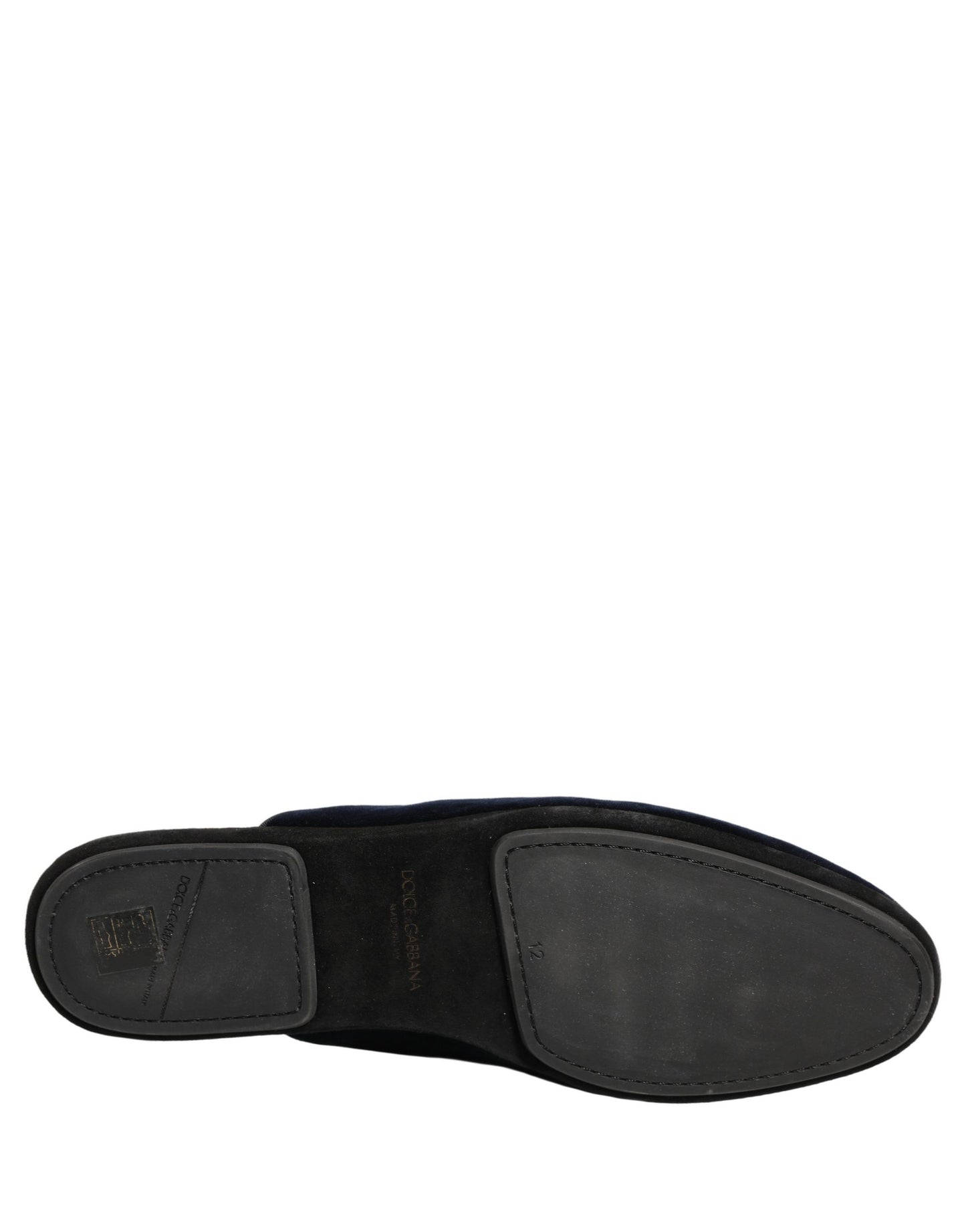 Dolce & Gabbana Dark Blue Suede Slides Flat Slipper Men Shoes