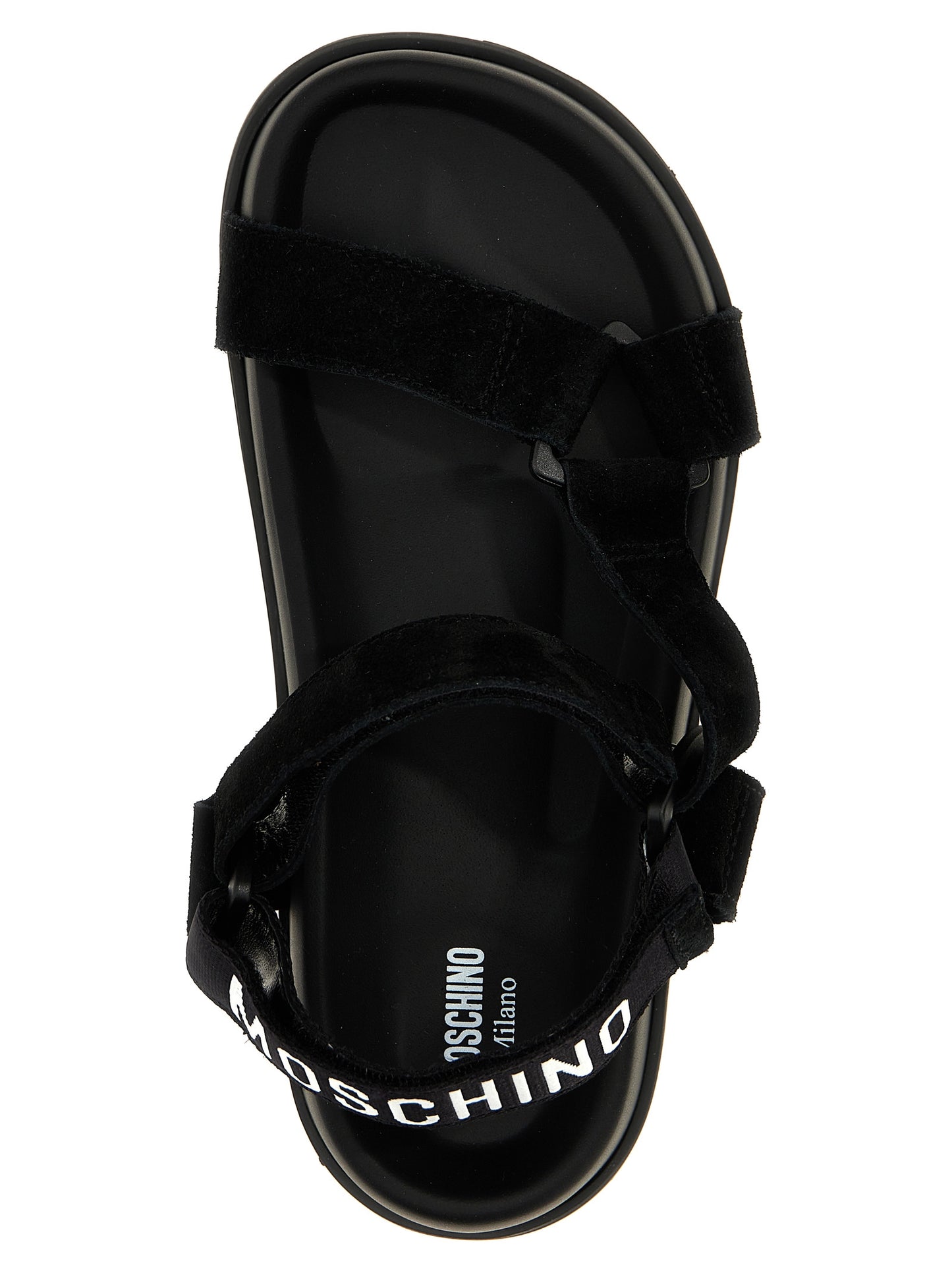 Moschino Black Calfskin Flat Sandals