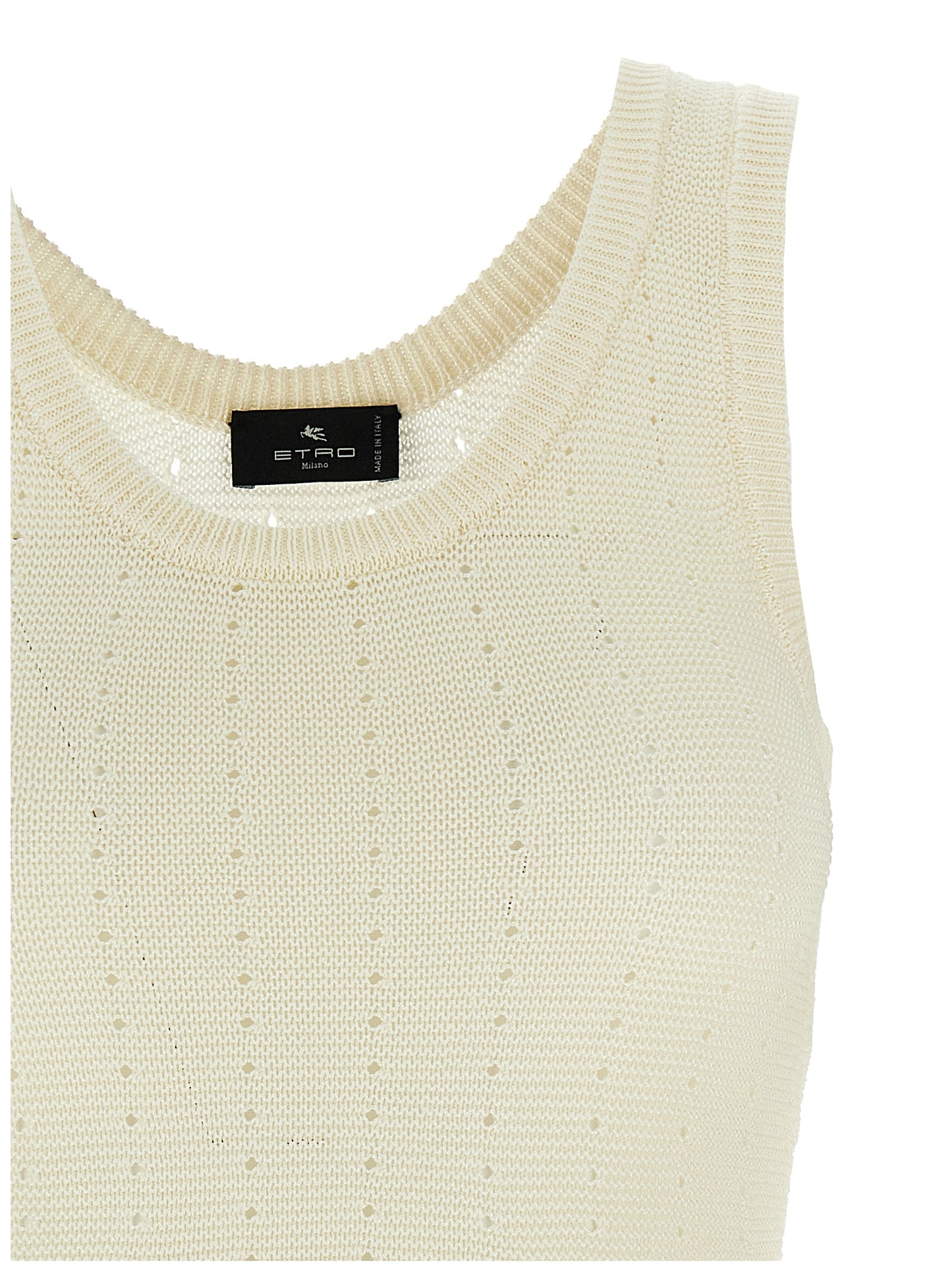 Etro White Silk Sleeveles T-Shirt