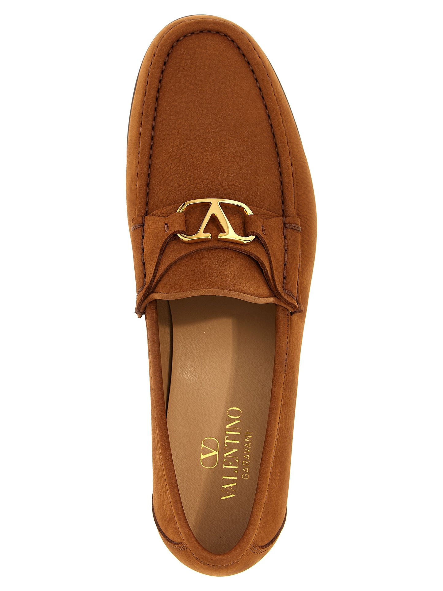 Valentino Garavani Brown Calfskin Slip-On Loafers
