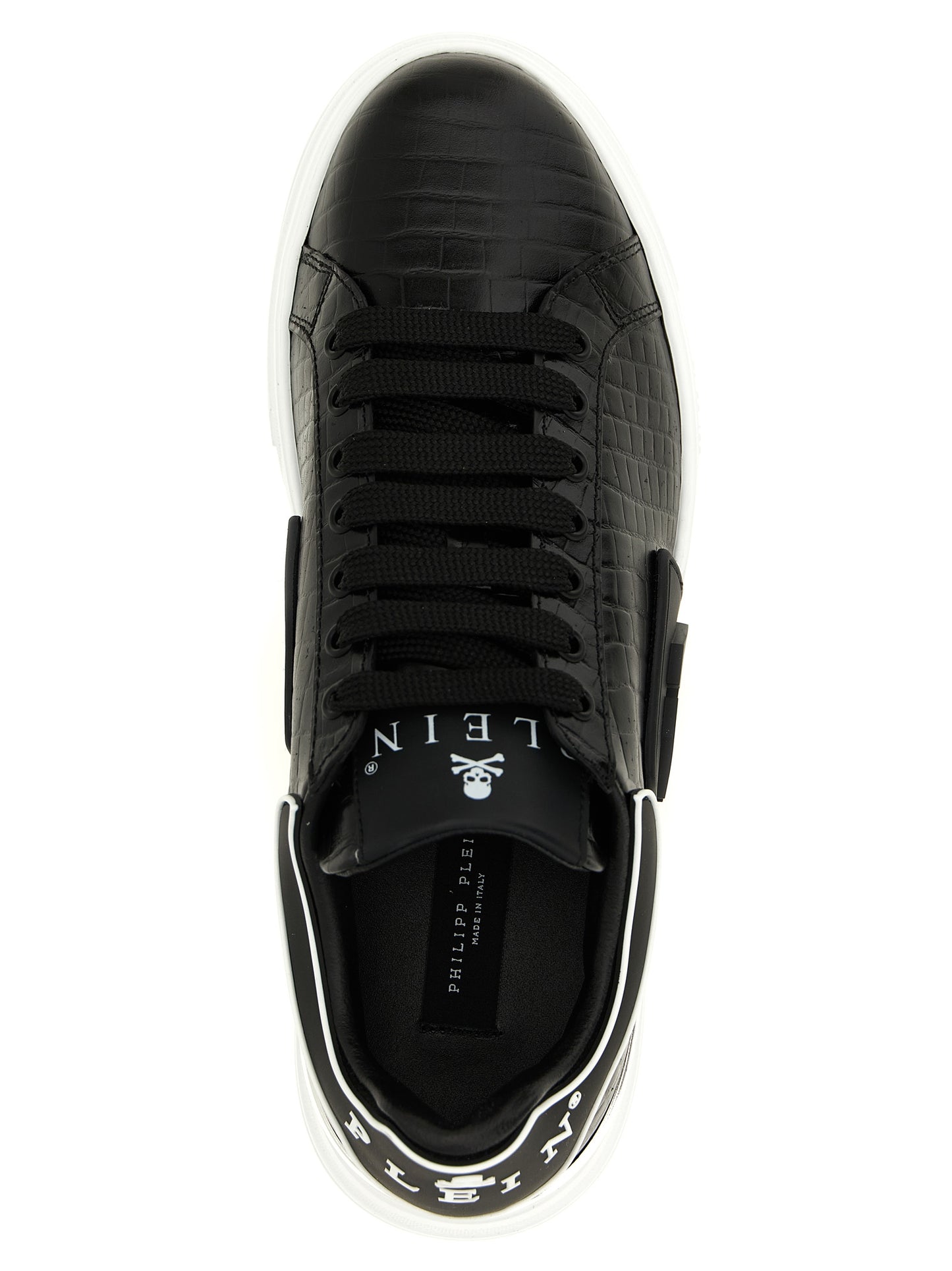 Philipp Plein Black Cowhide Low Top Sneakers