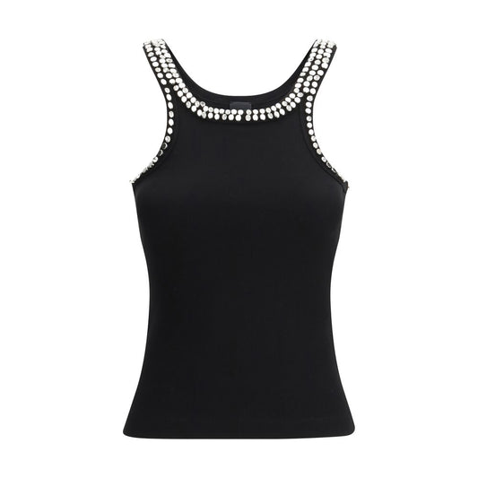 PINKO Black Cotton Sleeveles T-Shirt