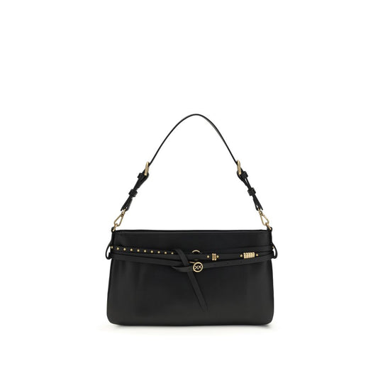 PINKO Black Calf Leather Bos Taurus Shoulder Bag