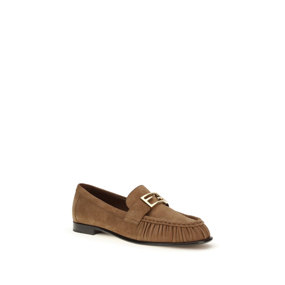 Fendi Brown Lamb Ovis Aries Aries Slip-On Loafers
