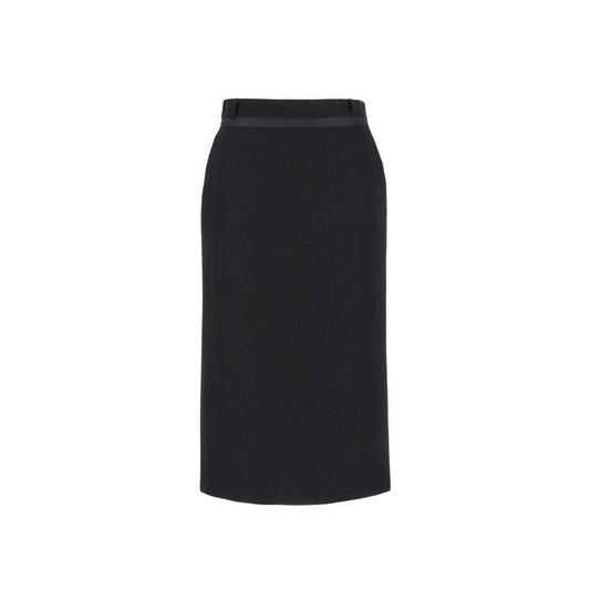 Fendi Black Virgin Wool Long Skirt