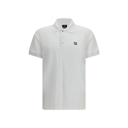 Fendi White Cotton Polo Shirt