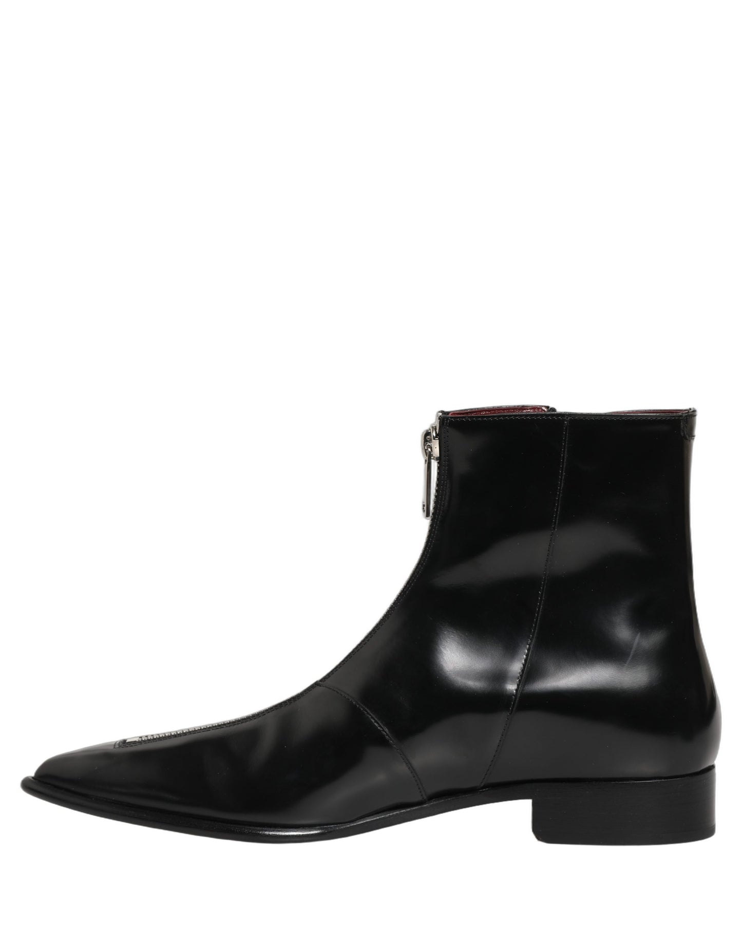 Dolce & Gabbana Black Leather Zipper Mid Calf Men Boots Shoes