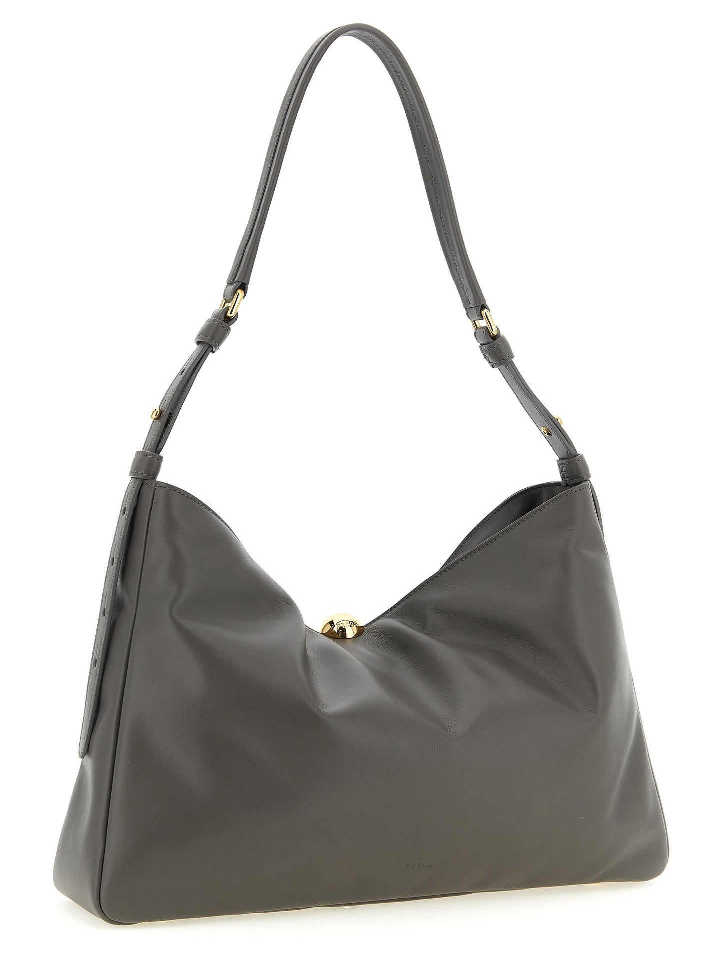 Furla Gray Calfskin Shoulder Bag