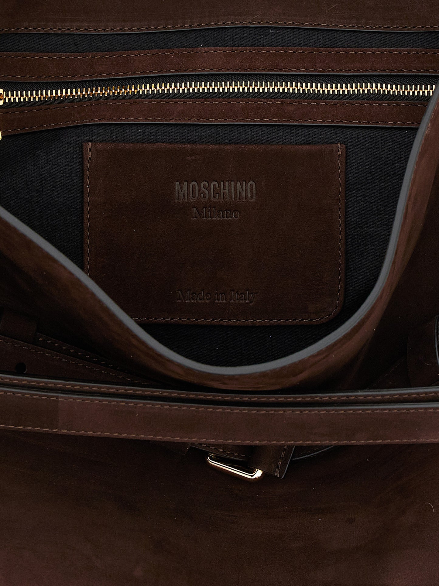 Moschino Brown Calfskin Shoulder Bag