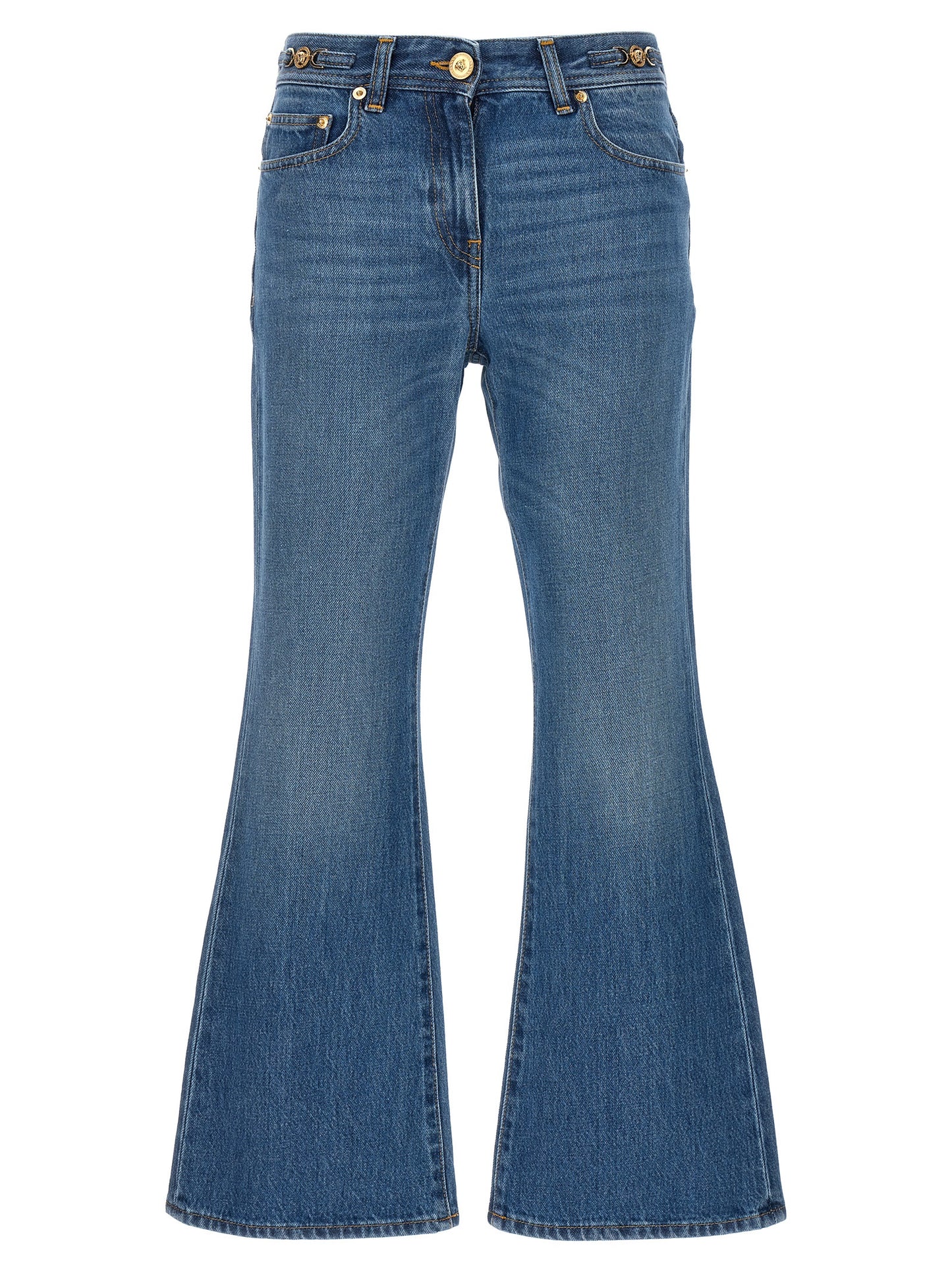 Versace Blue Cotton Flared Jeans