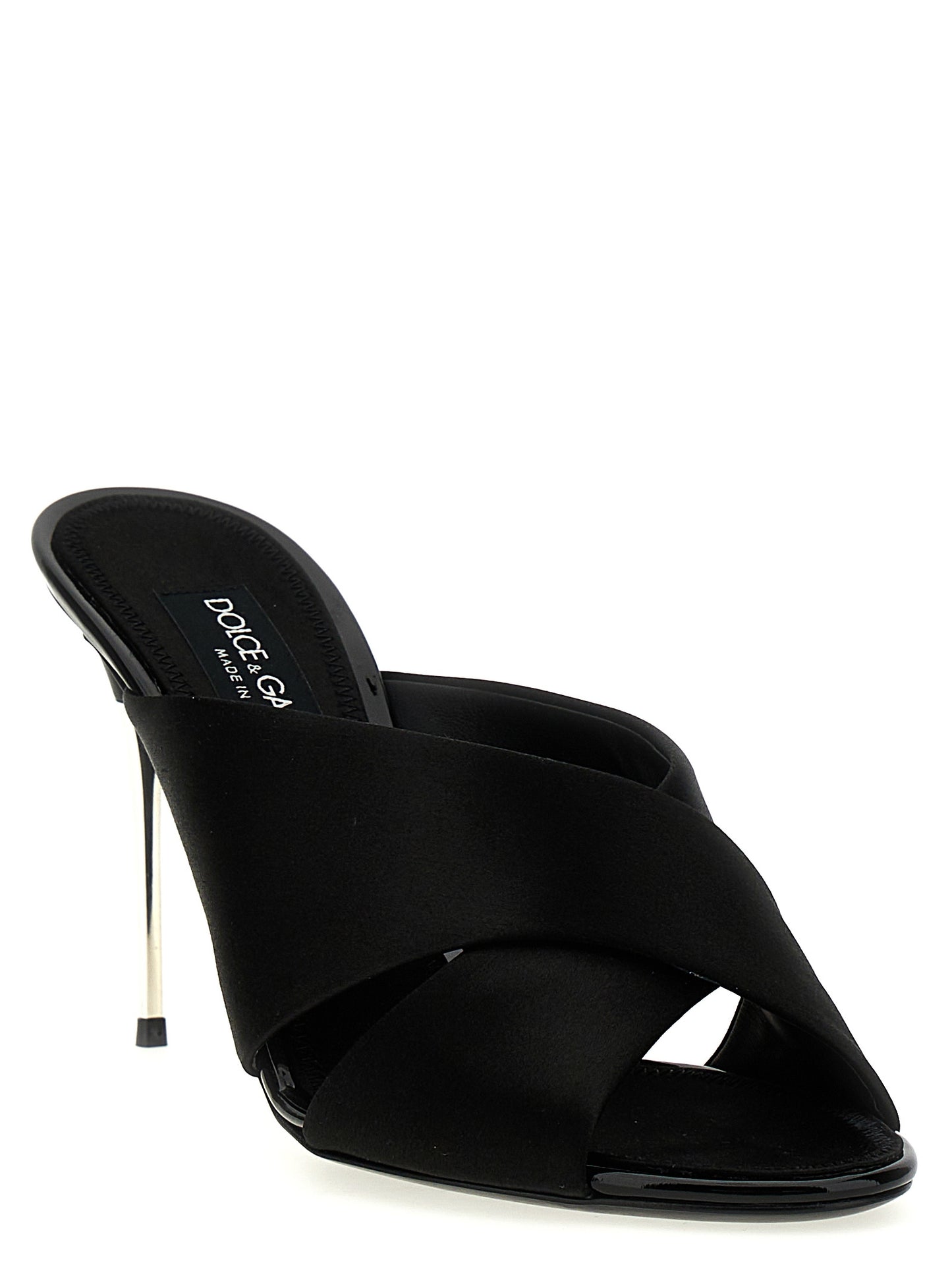Dolce & Gabbana Black Viscose Stiletto Heel Sandals