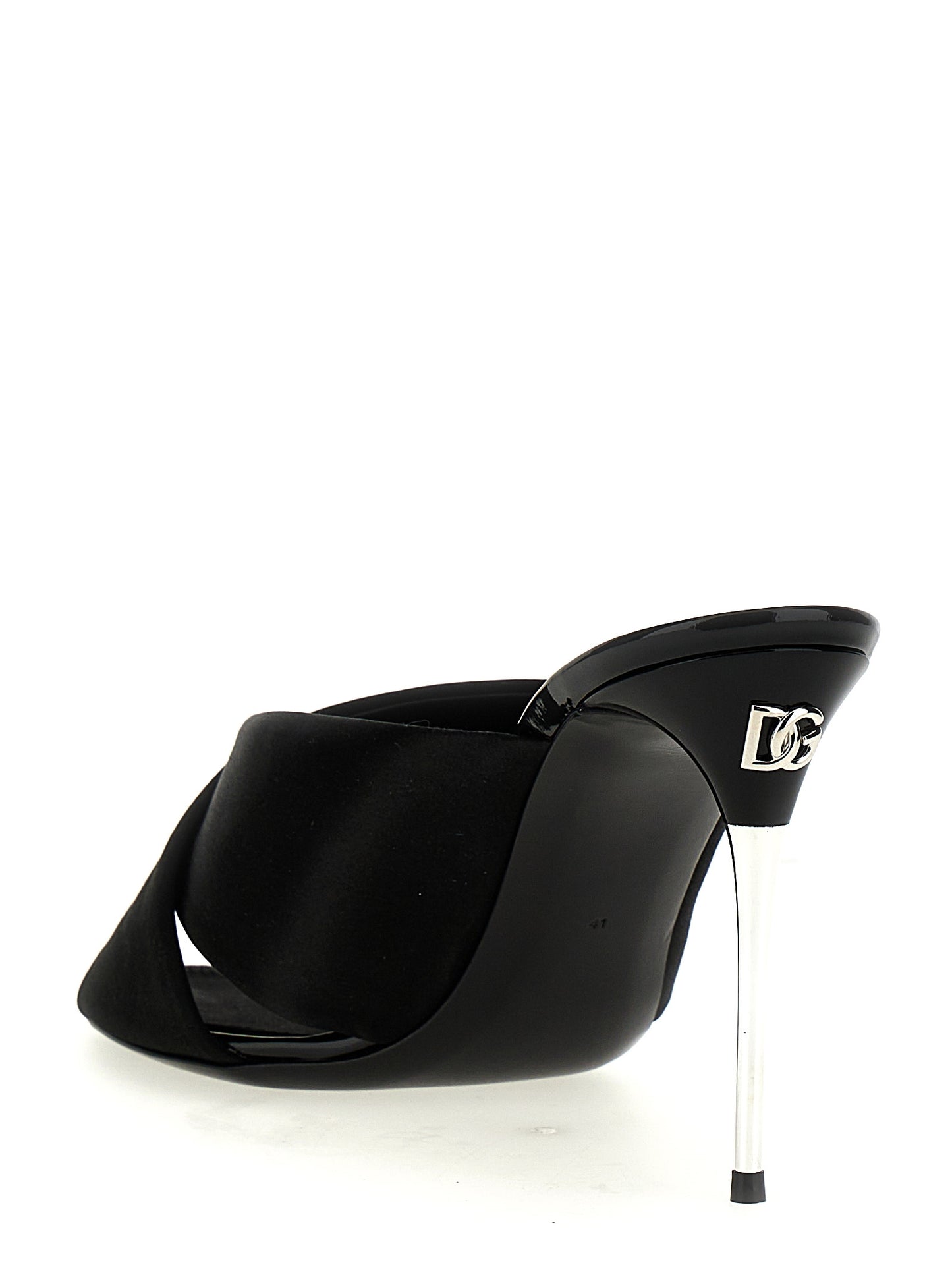 Dolce & Gabbana Black Viscose Stiletto Heel Sandals