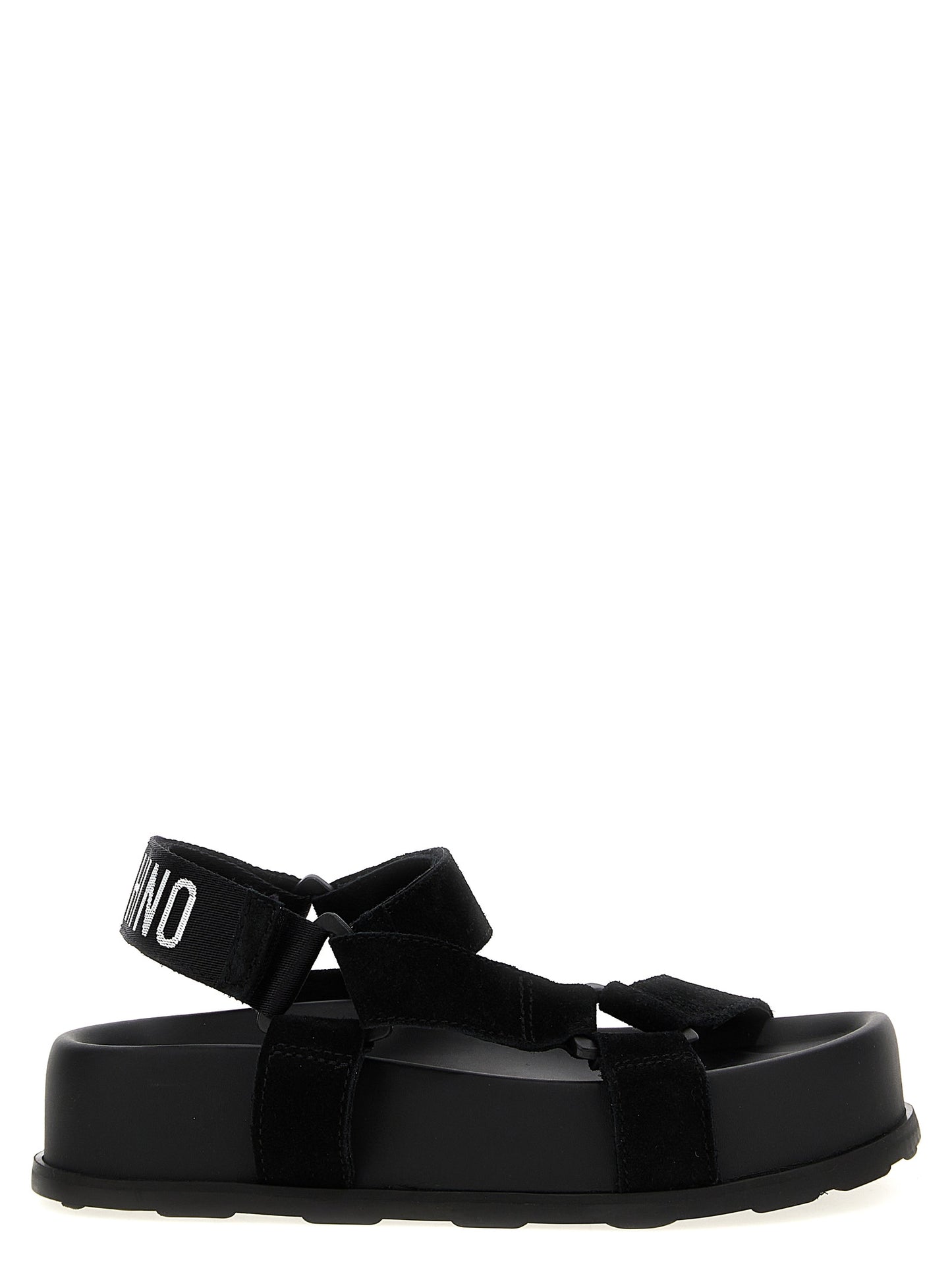 Moschino Black Calfskin Flat Sandals