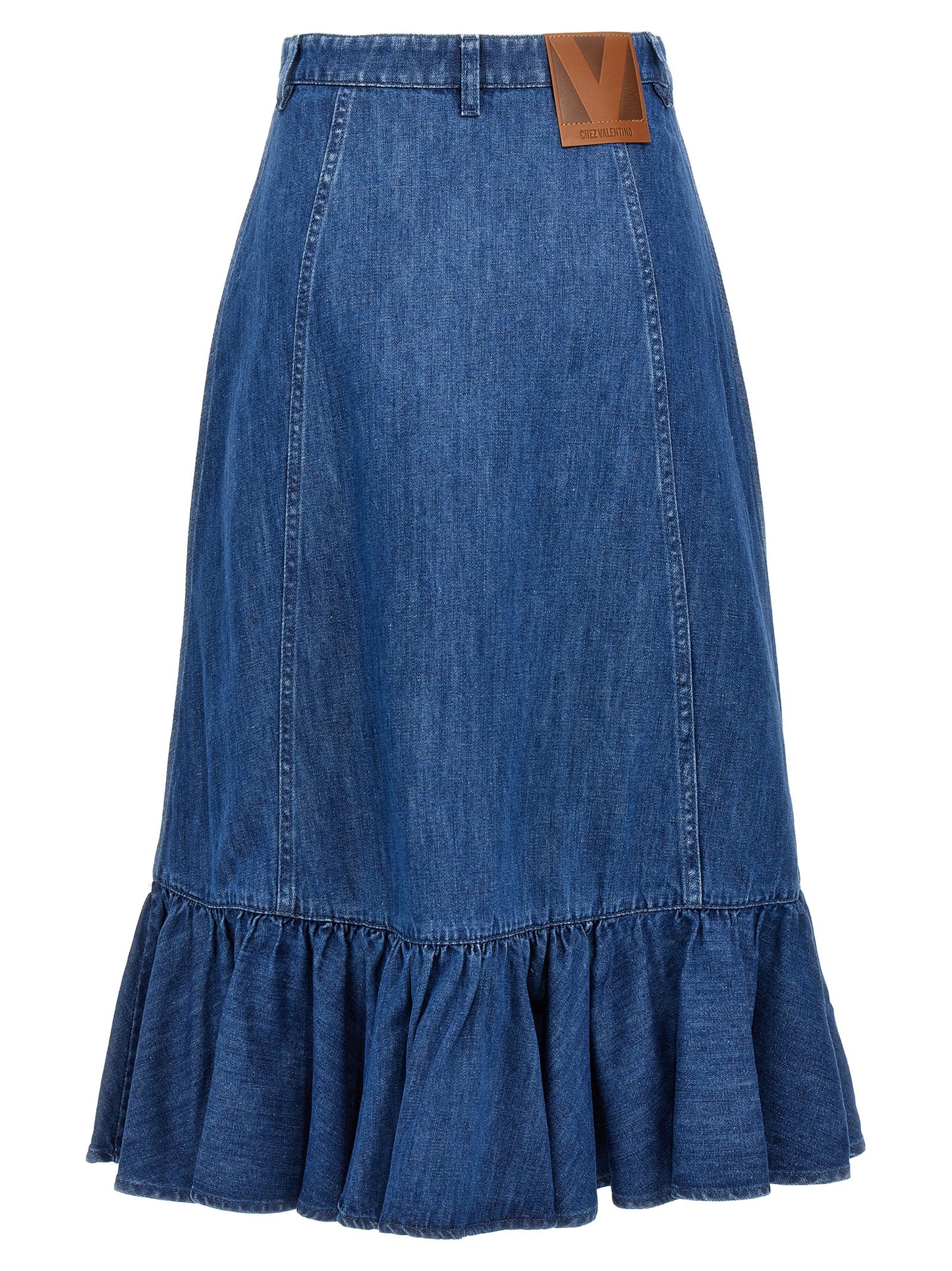 Valentino Garavani Blue Cotton Midi Skirt