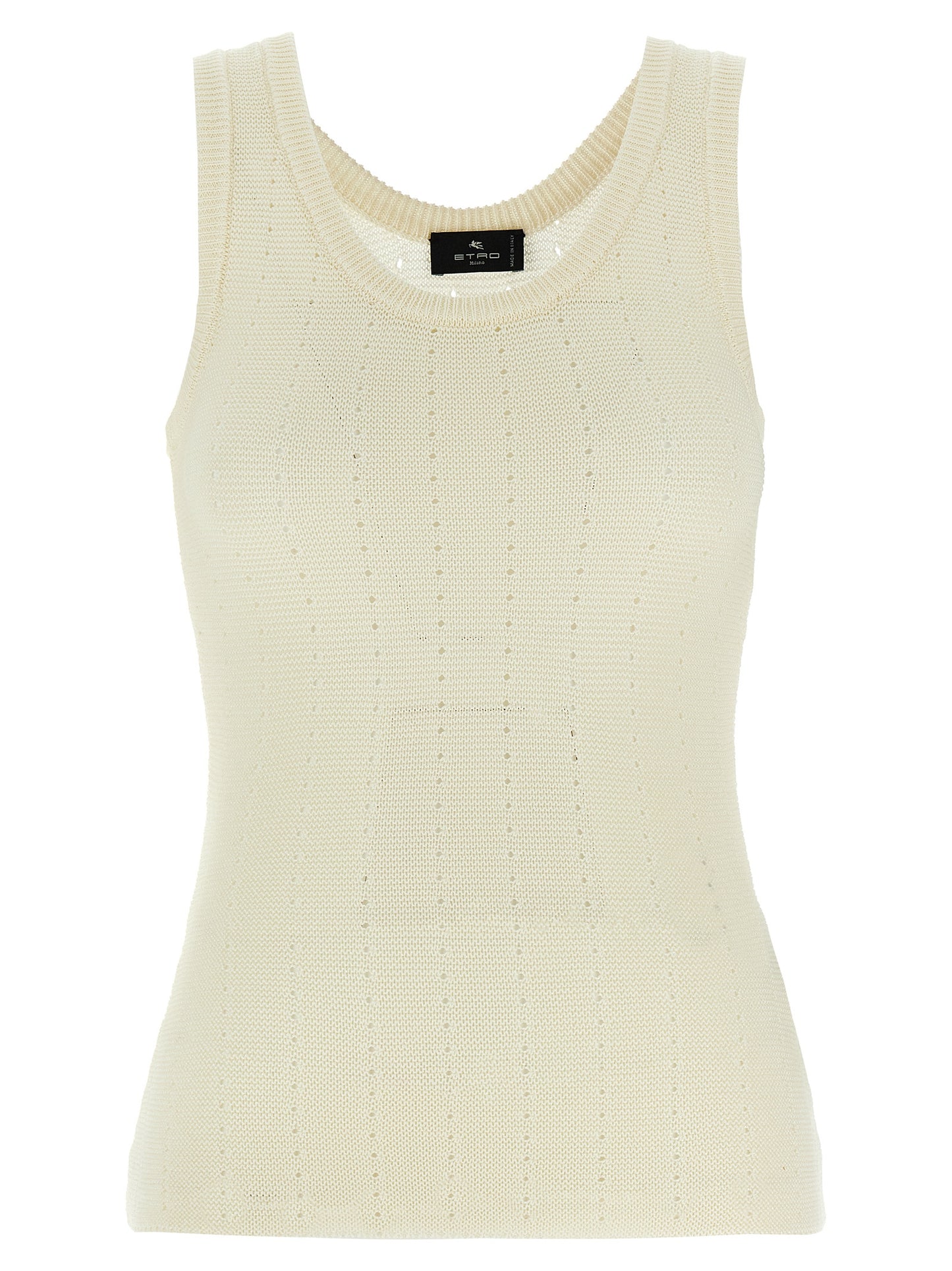 Etro White Silk Sleeveles T-Shirt