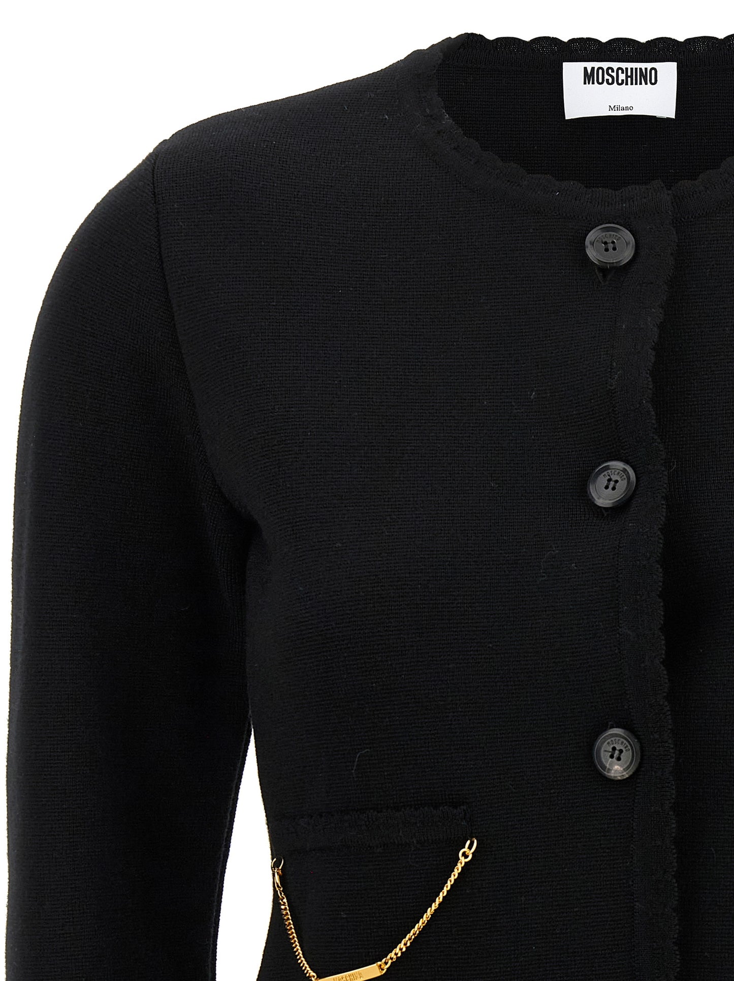 Moschino Black Virgin Wool Cardigan