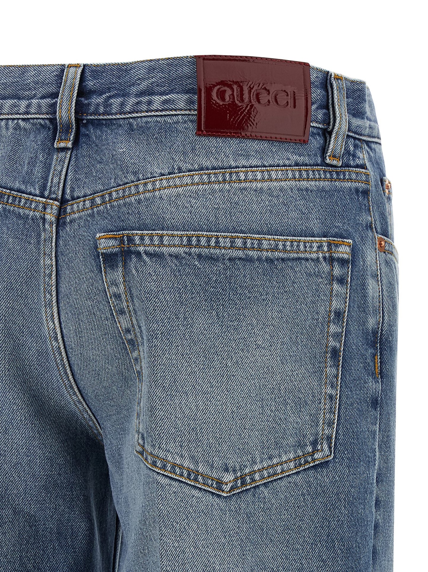 Gucci Blue Cotton Straight-Leg Jeans