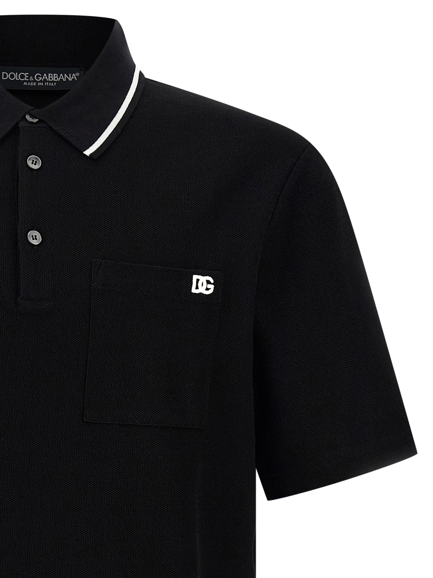 Dolce & Gabbana Black Cotton Polo Shirt