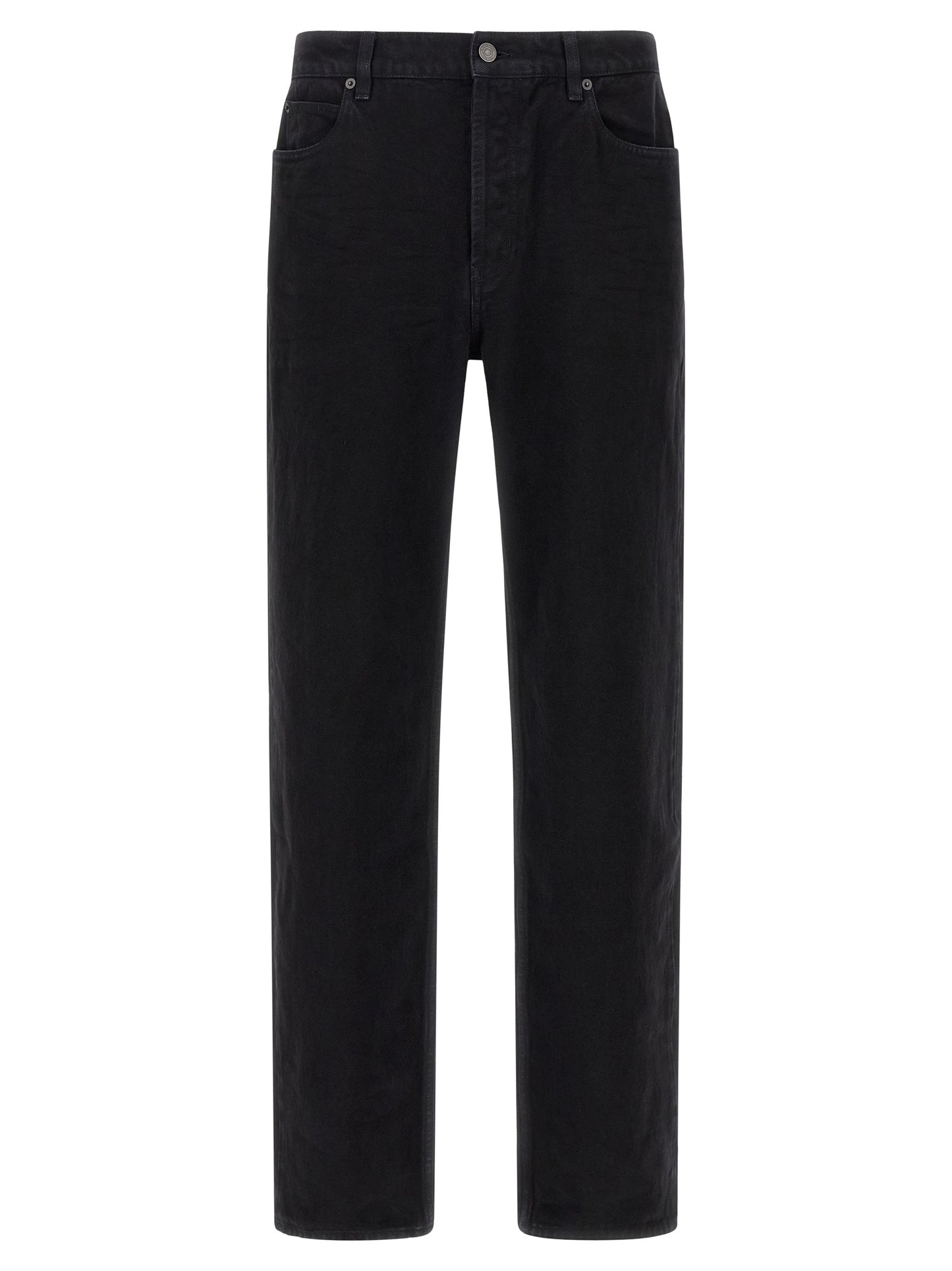 Saint Laurent Black Cotton Straight-Leg Jeans