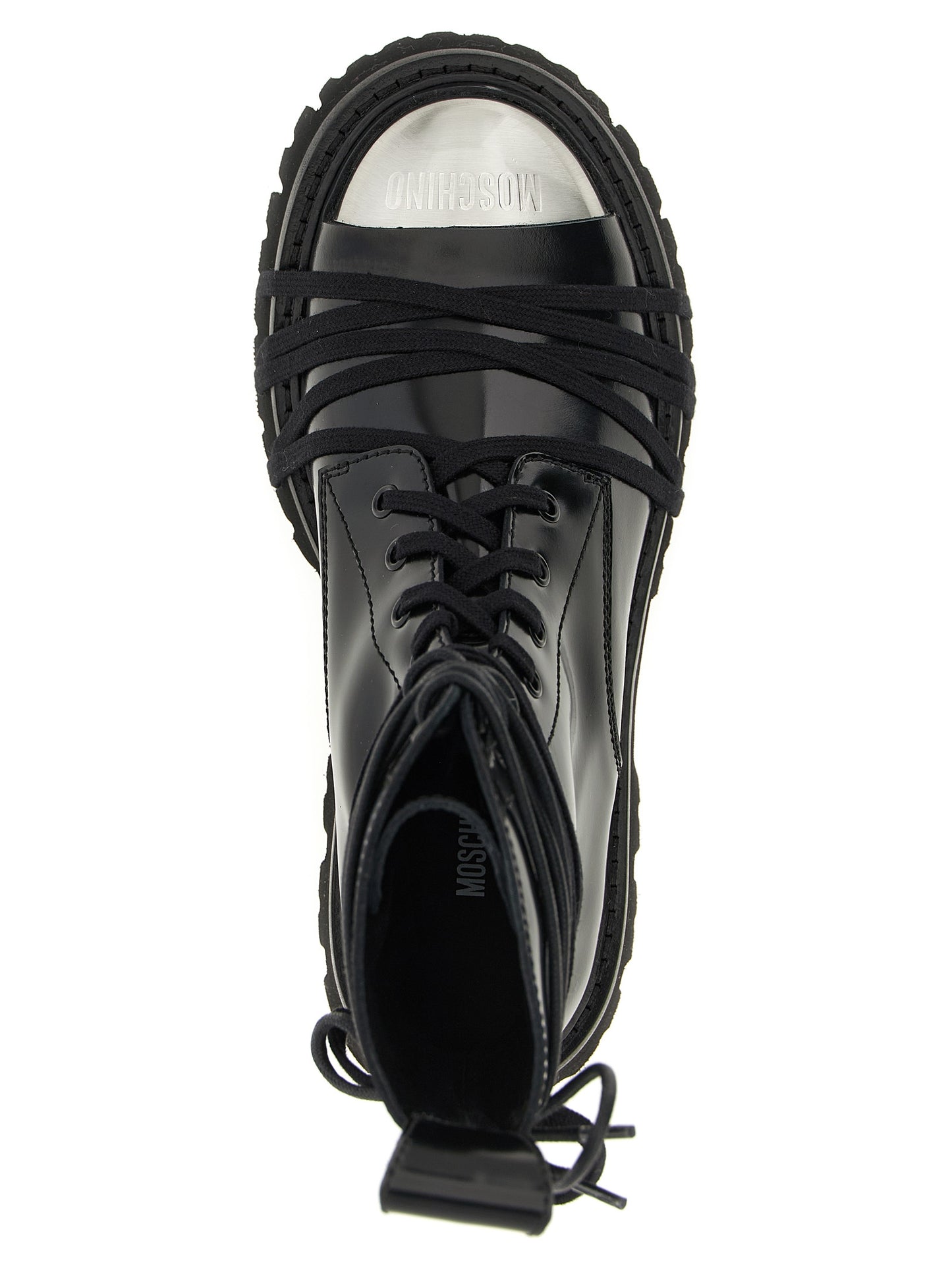 Moschino Black Calfskin Lace-Up Boots