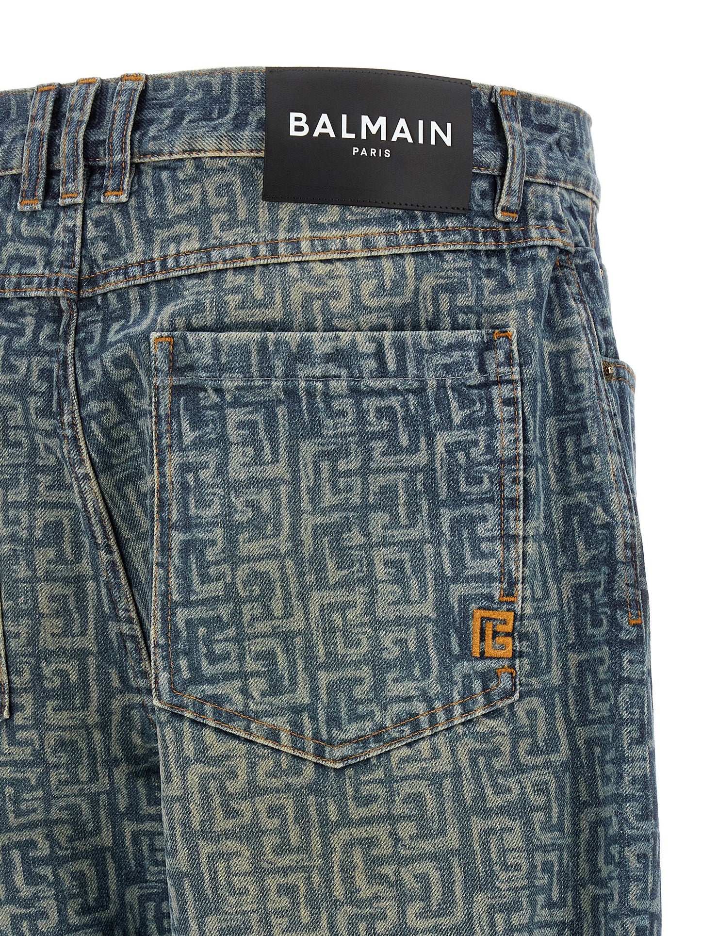 Balmain Blue Cotton Straight-Leg Jeans