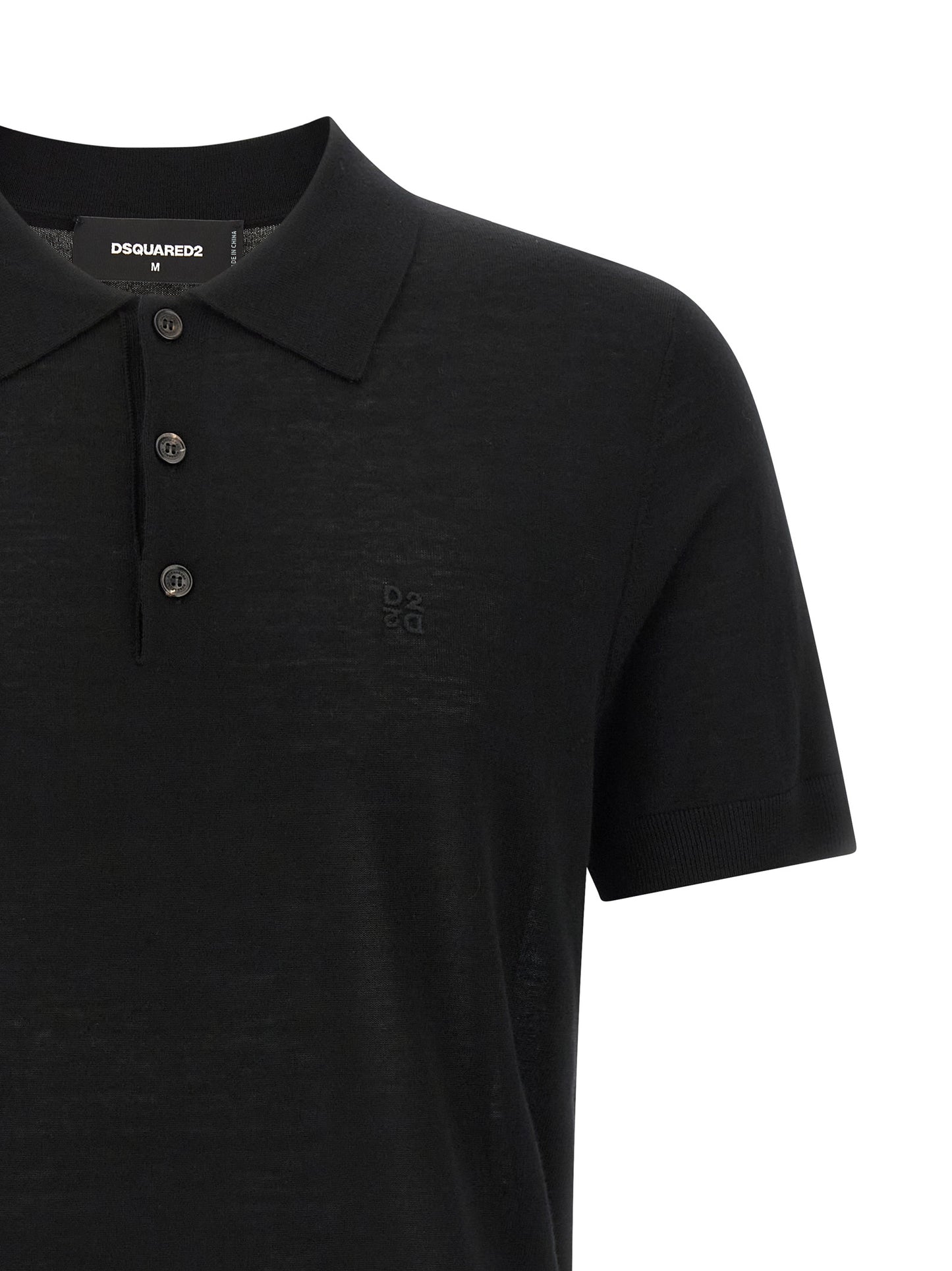 Dsquared² Black Wool Polo Shirt