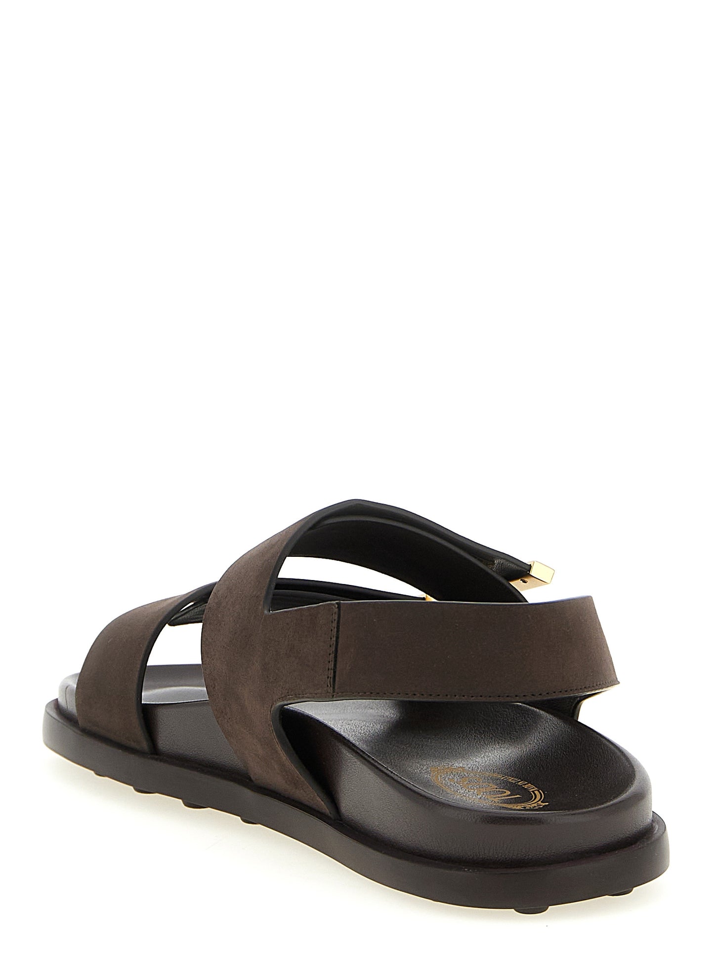 Tod's Brown Calfskin Flat Sandals