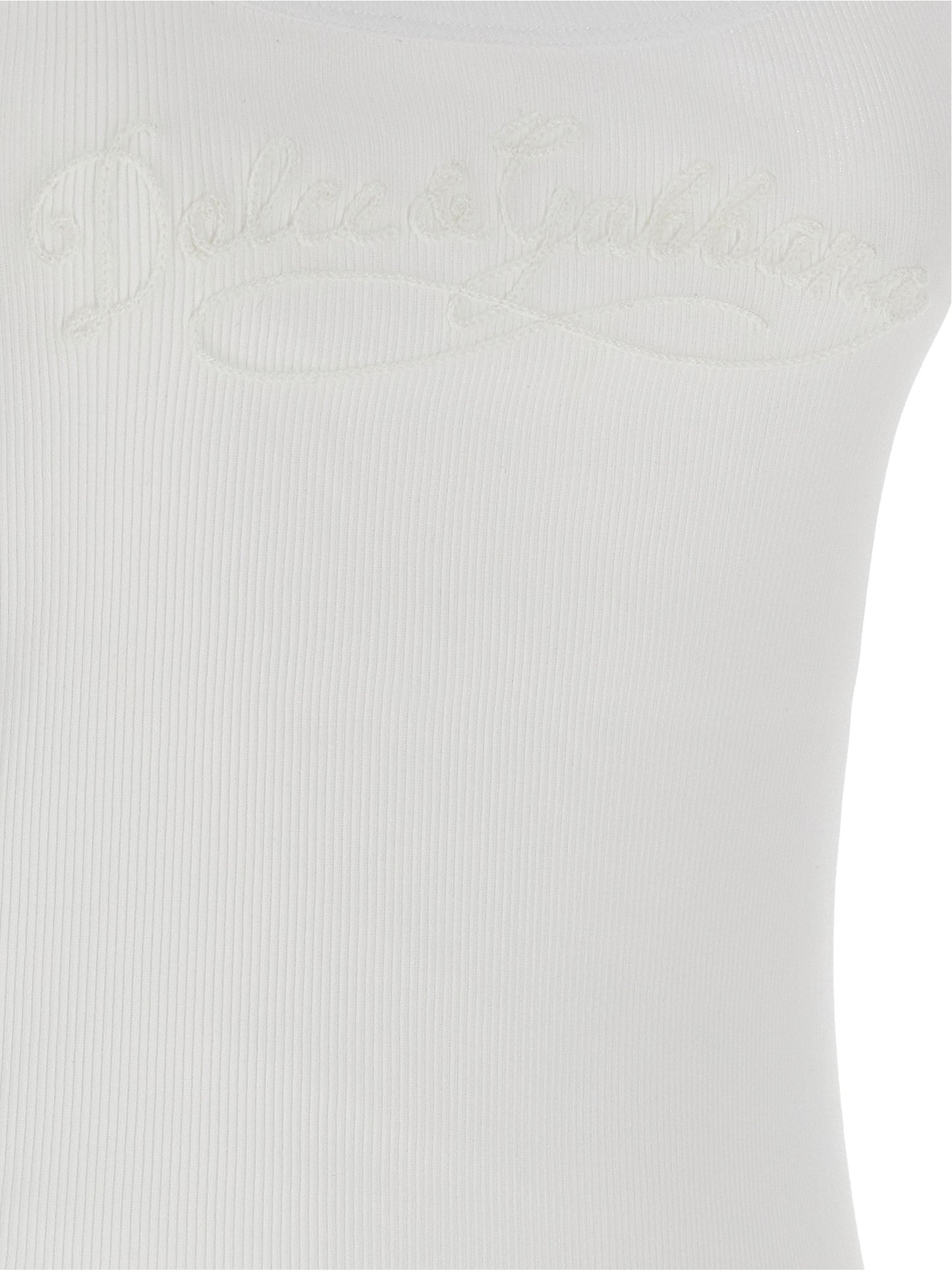 Dolce & Gabbana White Cotton Sleeveles T-Shirt