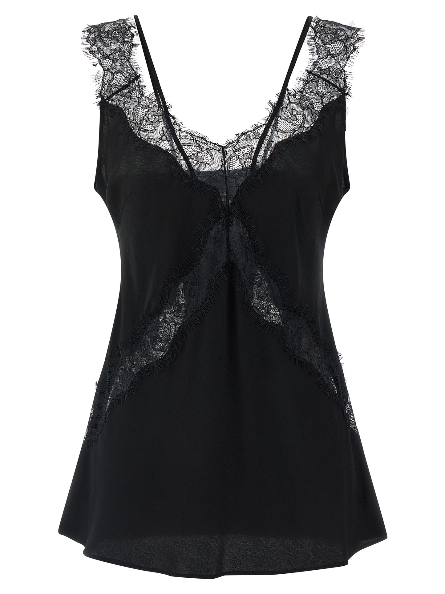 PINKO Black Viscose Sleeveles T-Shirt