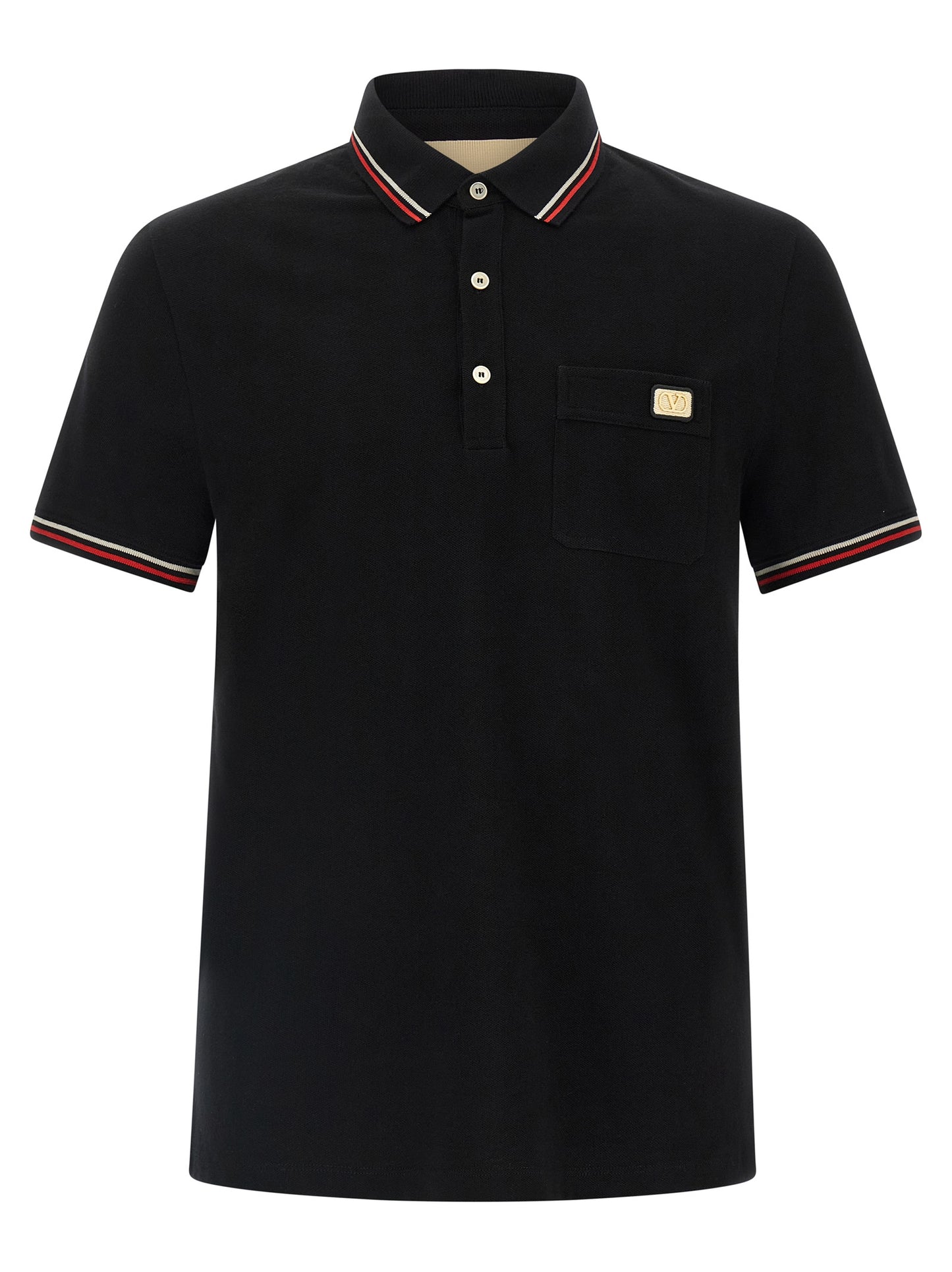Valentino Garavani Black Cotton Polo Shirt