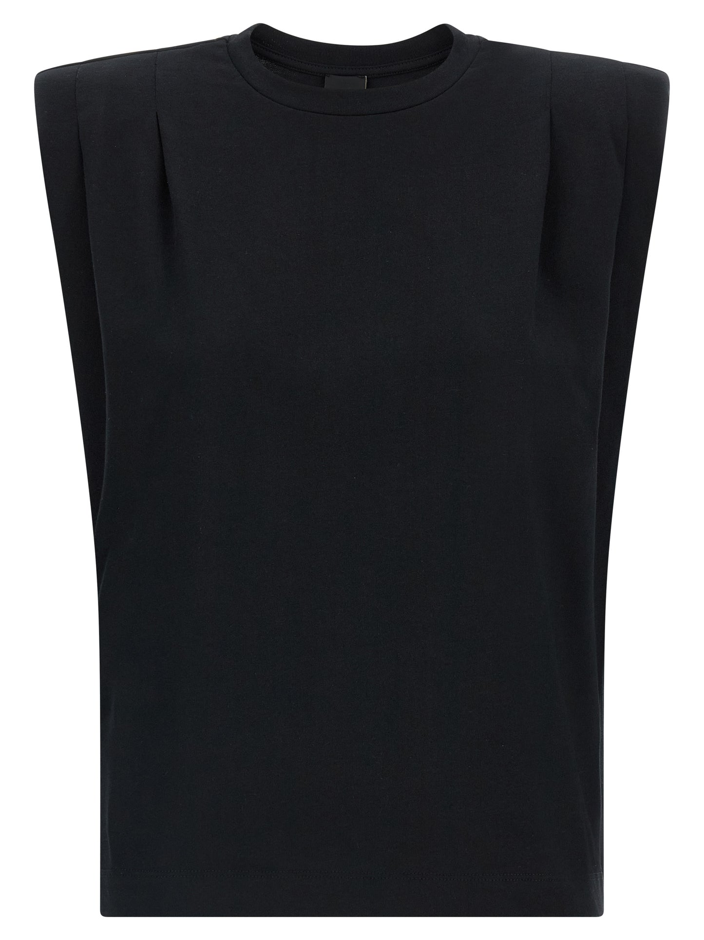 PINKO Black Cotton Sleeveles T-Shirt