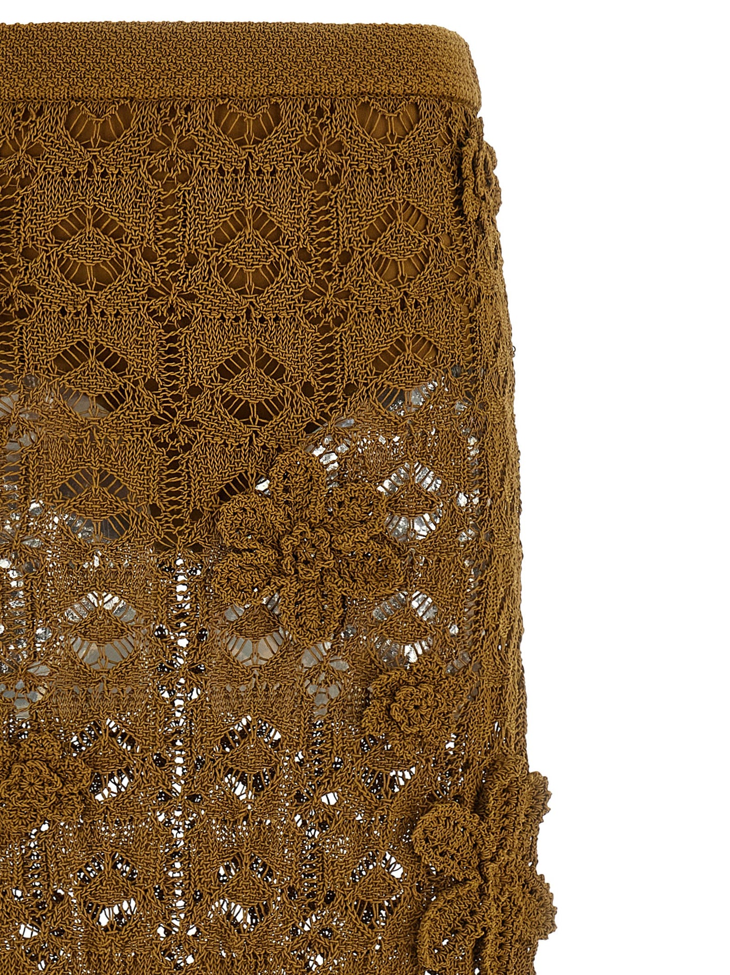 PINKO Brown Cotton Midi Skirt