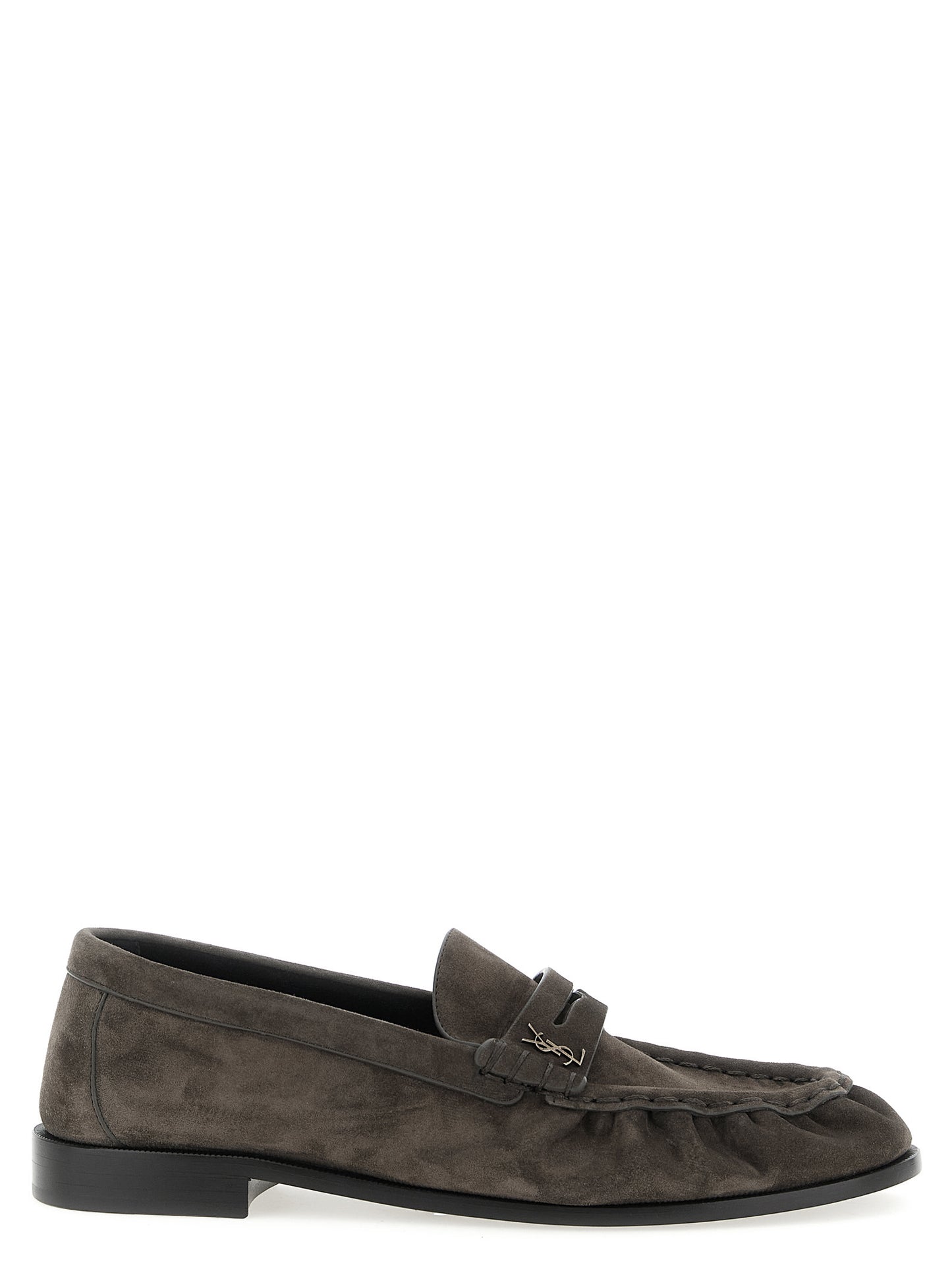 Saint Laurent Brown Calfskin Slip-On Loafers