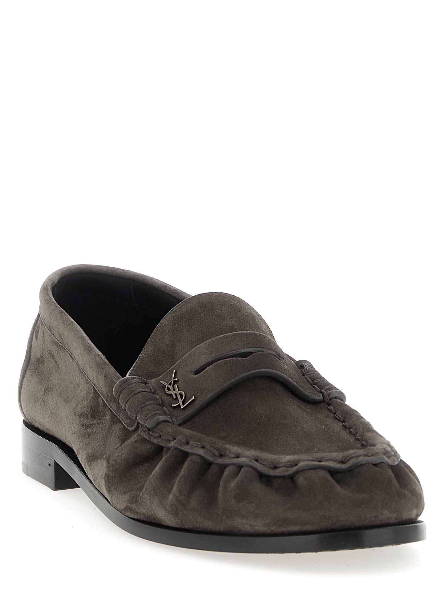 Saint Laurent Brown Calfskin Slip-On Loafers