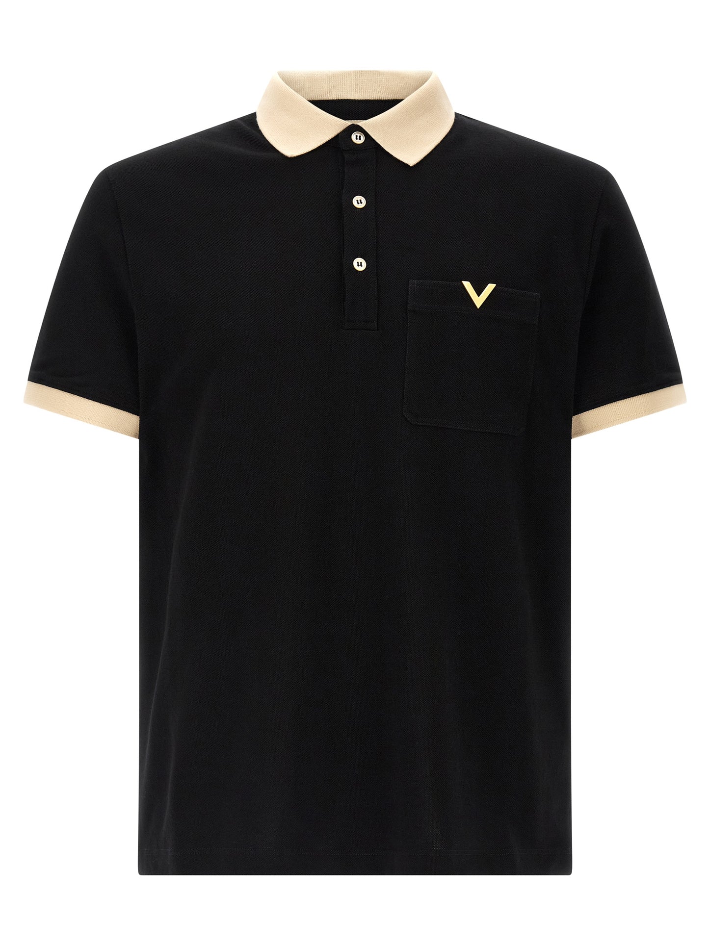 Valentino Garavani Black Cotton Polo Shirt