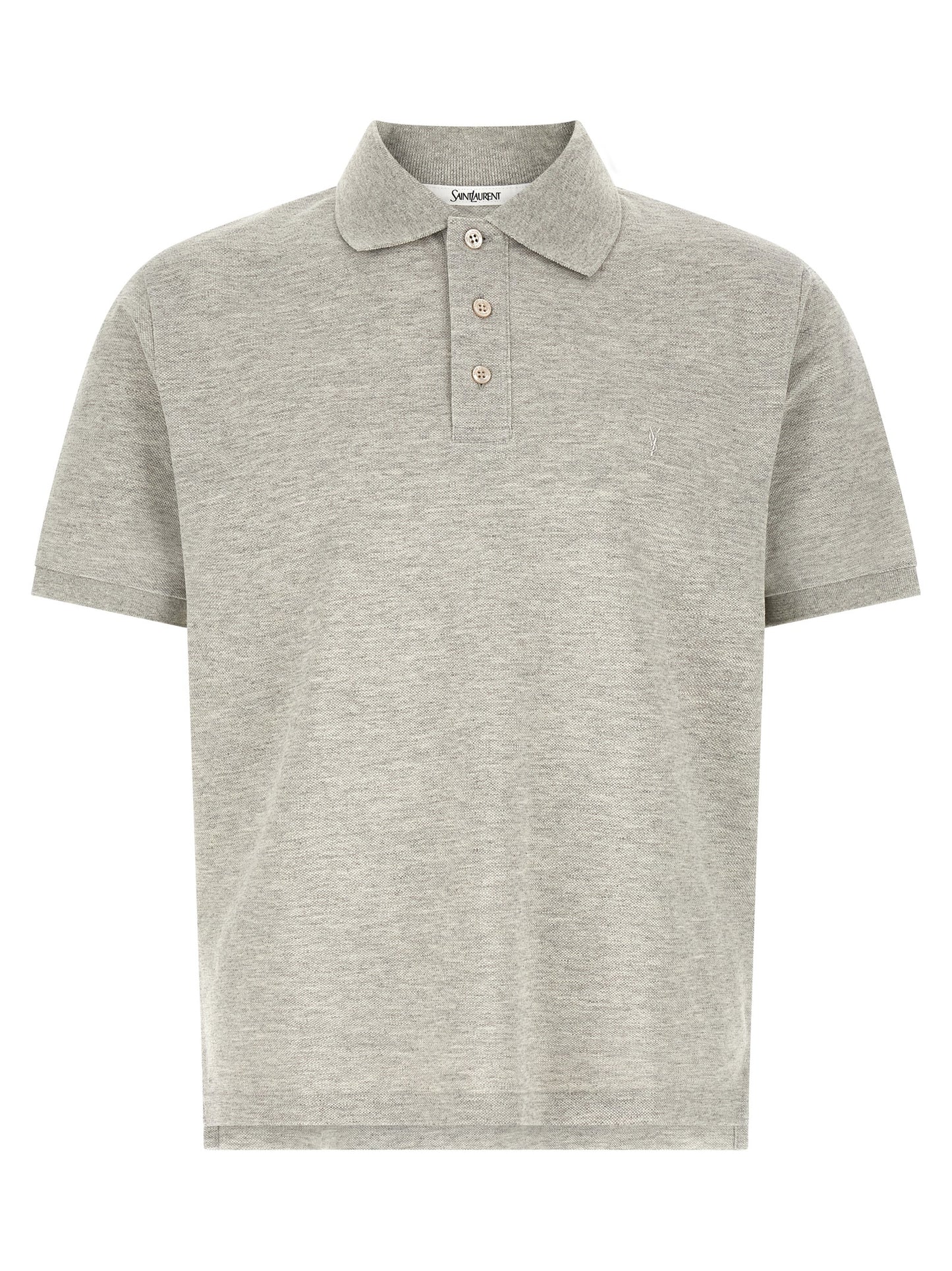 Saint Laurent Gray Cotton Polo Shirt
