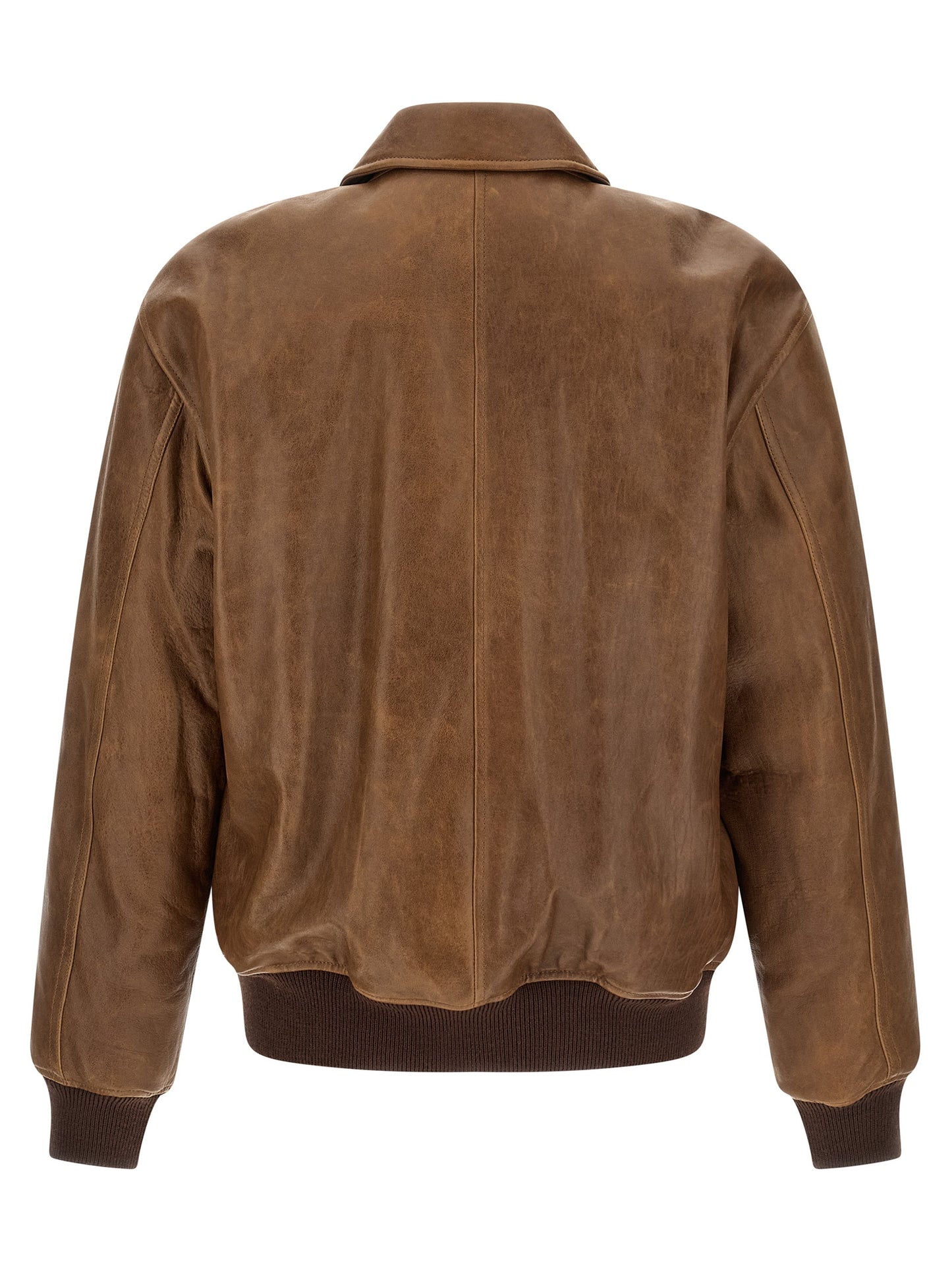 Saint Laurent Brown Lamb Leather Leather Jacket