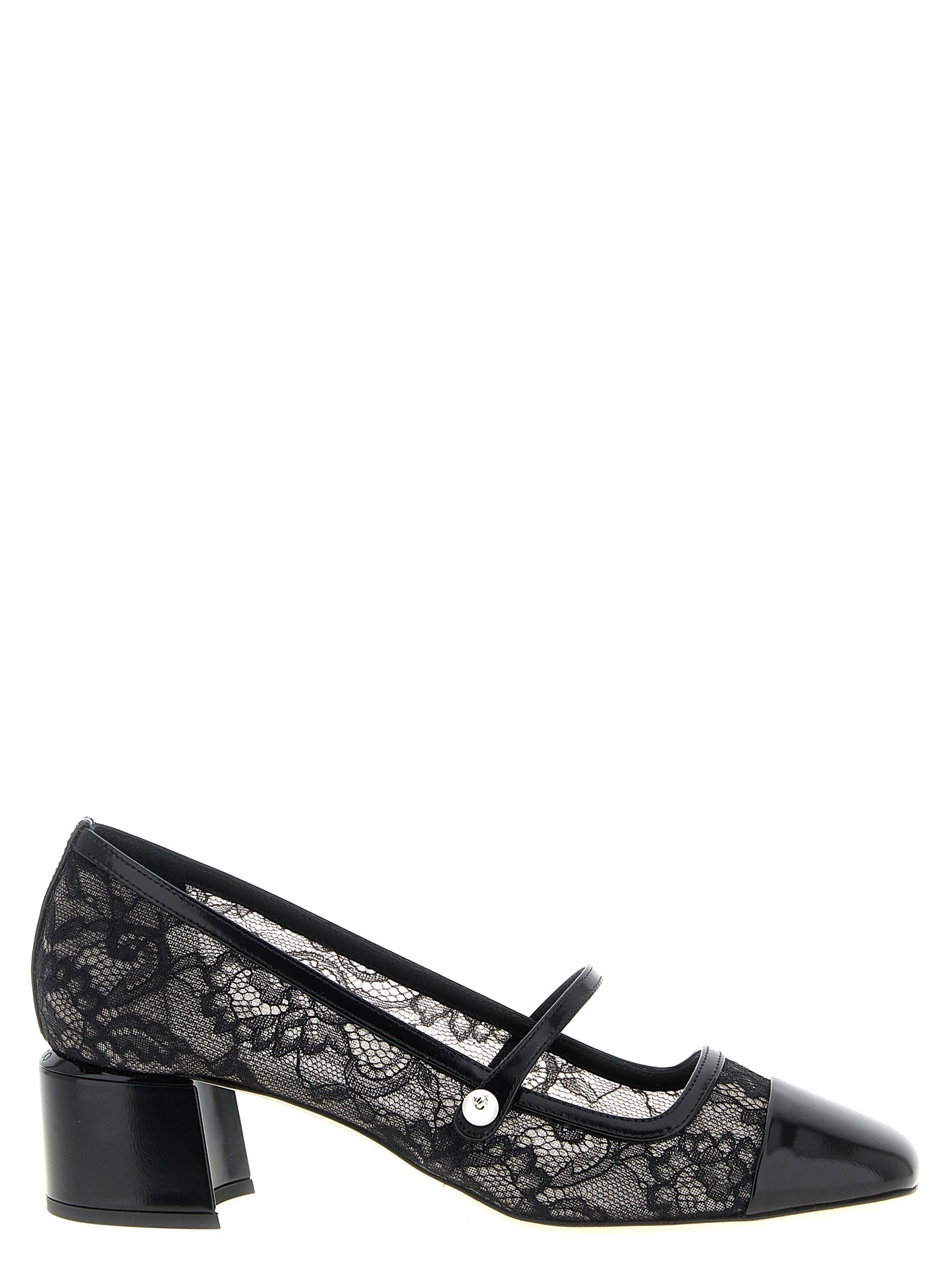 Jimmy Choo Black Tencel Mid Heel Pumps