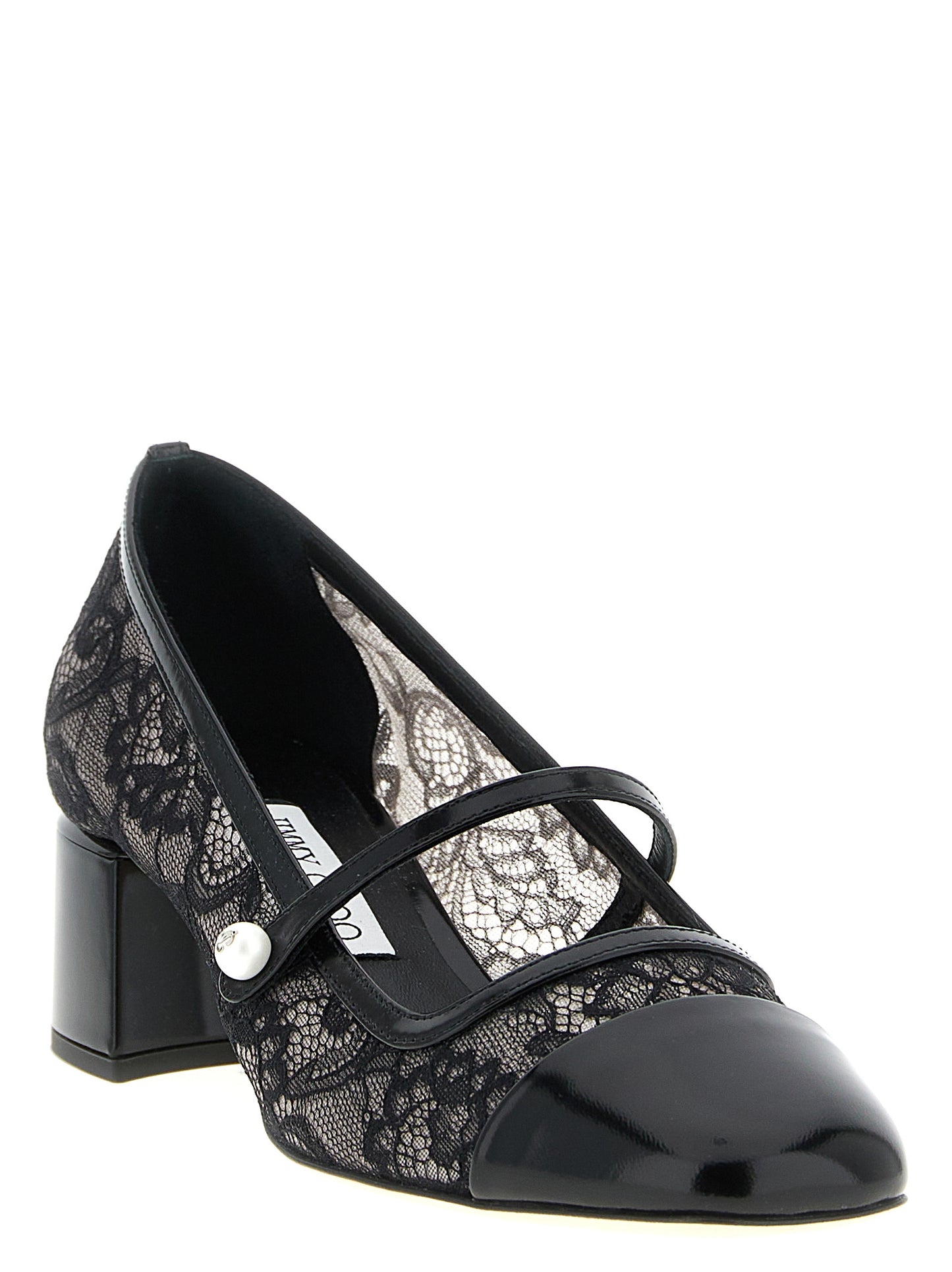 Jimmy Choo Black Tencel Mid Heel Pumps
