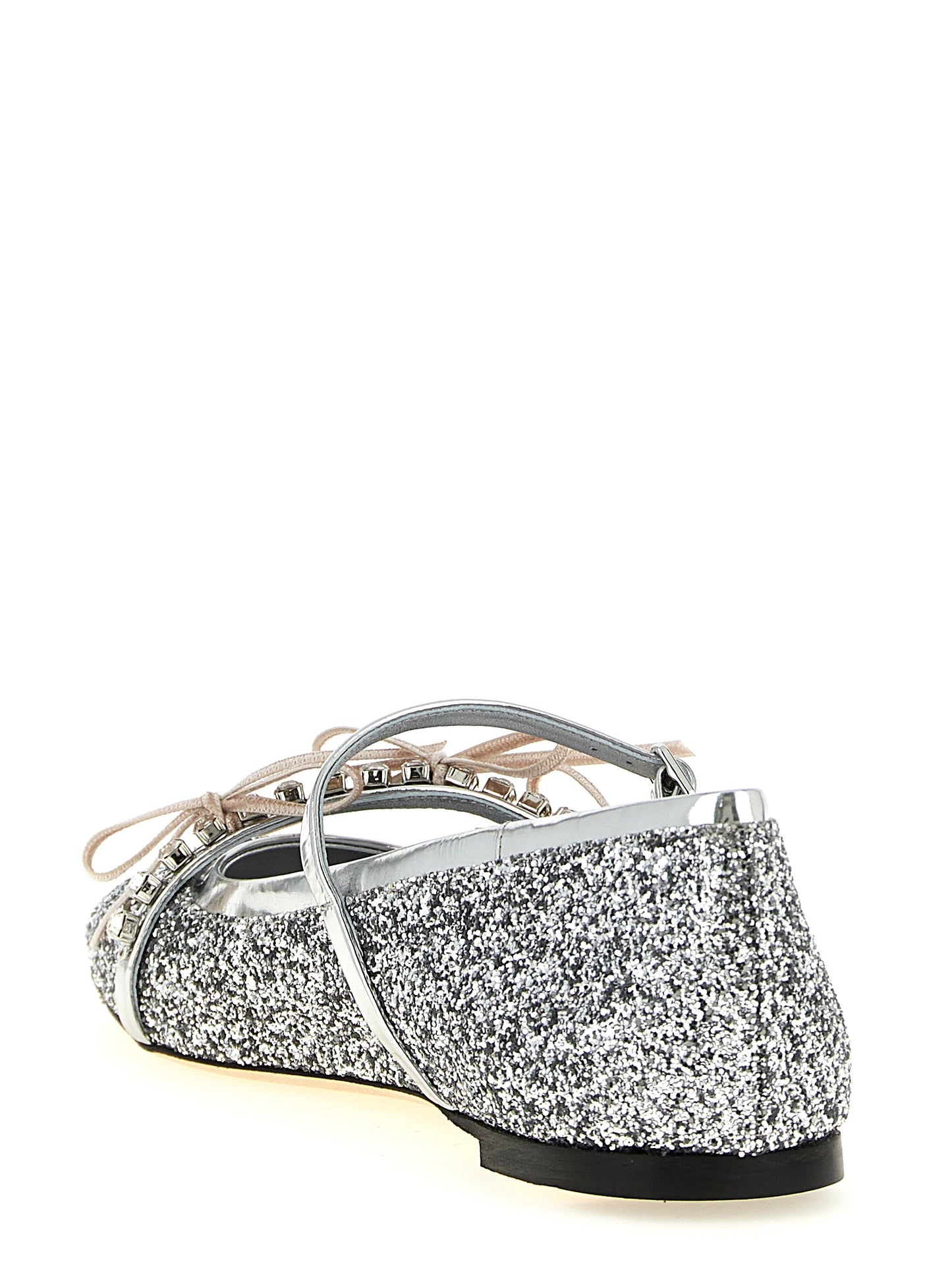 Jimmy Choo Silver Tencel Ballet Flats