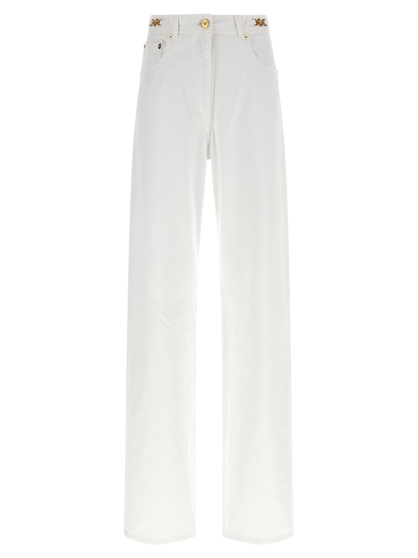 Versace White Cotton Straight-Leg Jeans