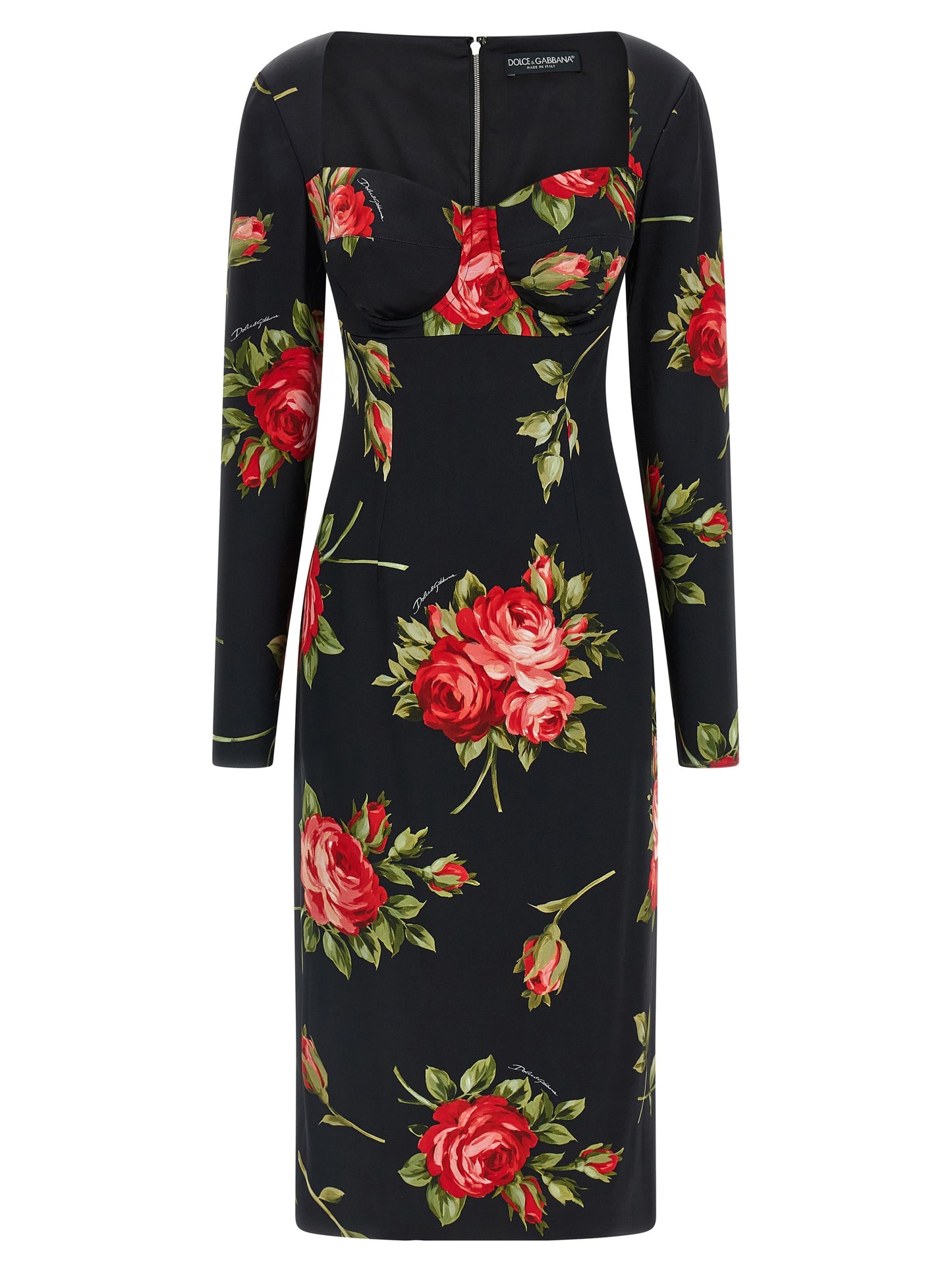 Dolce & Gabbana Black Viscose Midi Dress