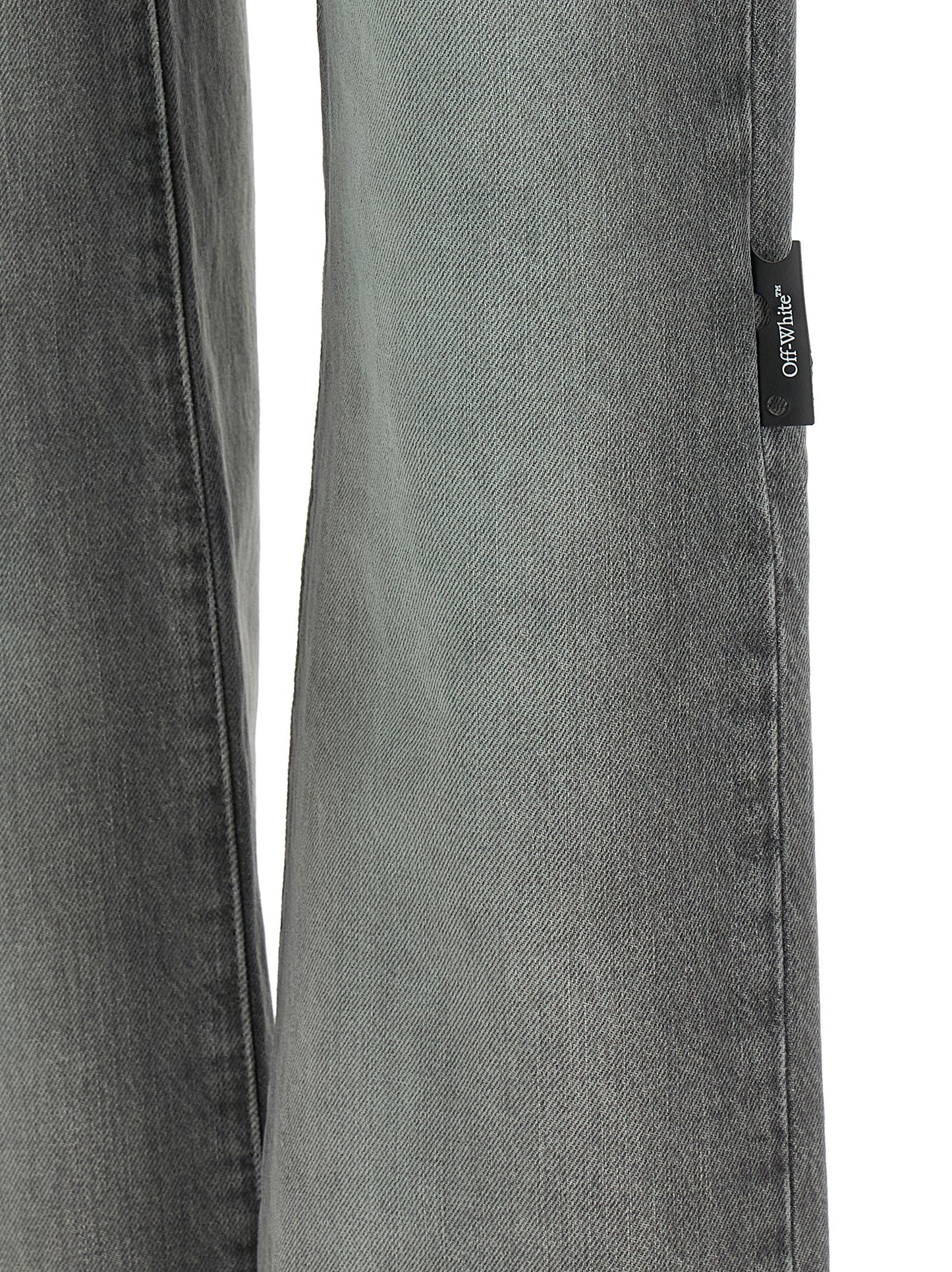 Off-White Gray Cotton Straight-Leg Jeans
