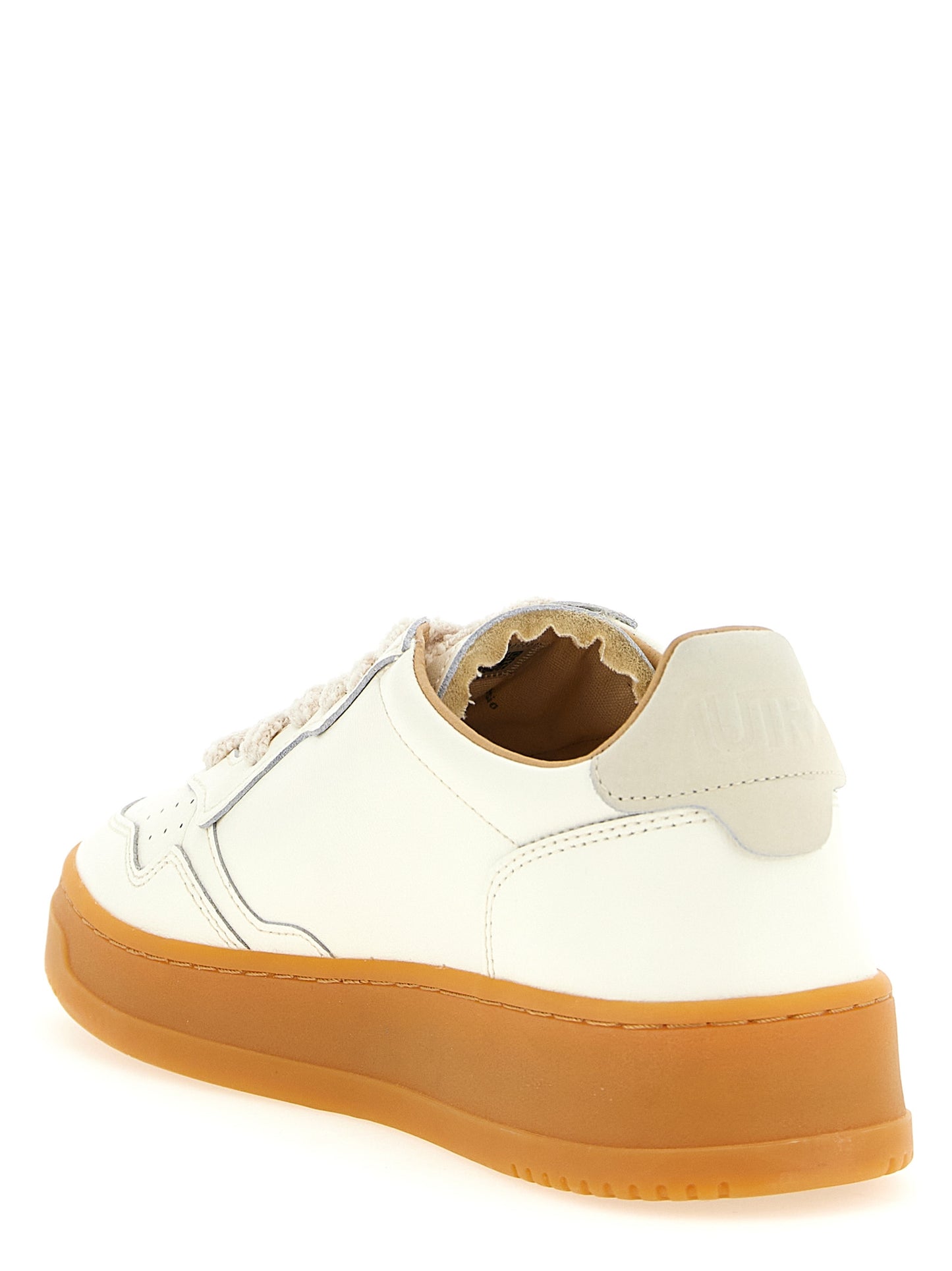 Autry Beige Cowhide Low Top Sneakers
