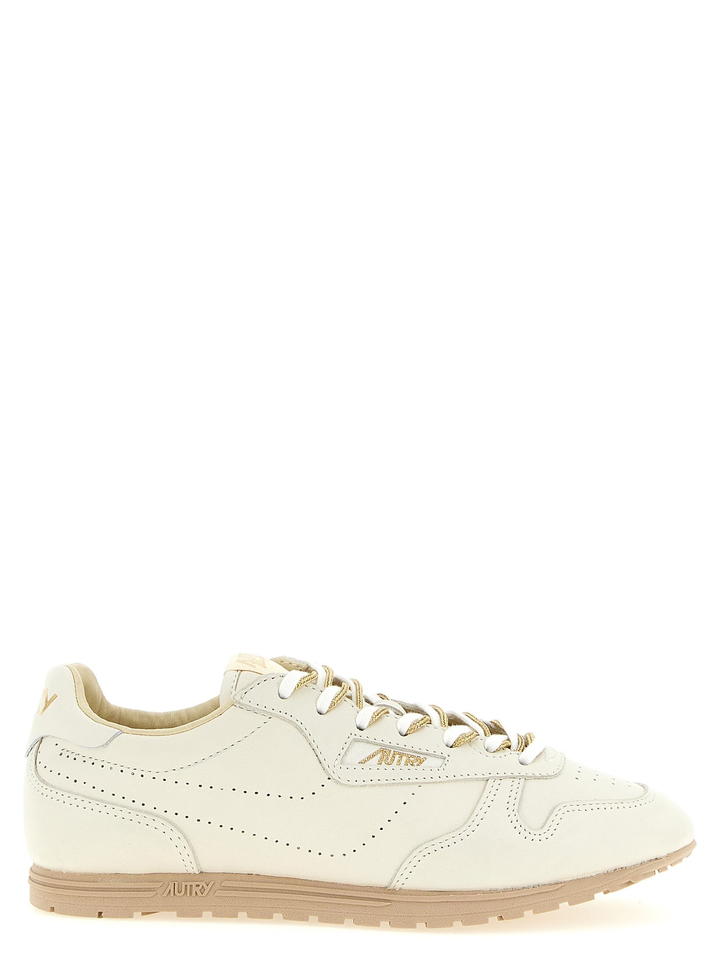 Autry Beige Cowhide Low Top Sneakers