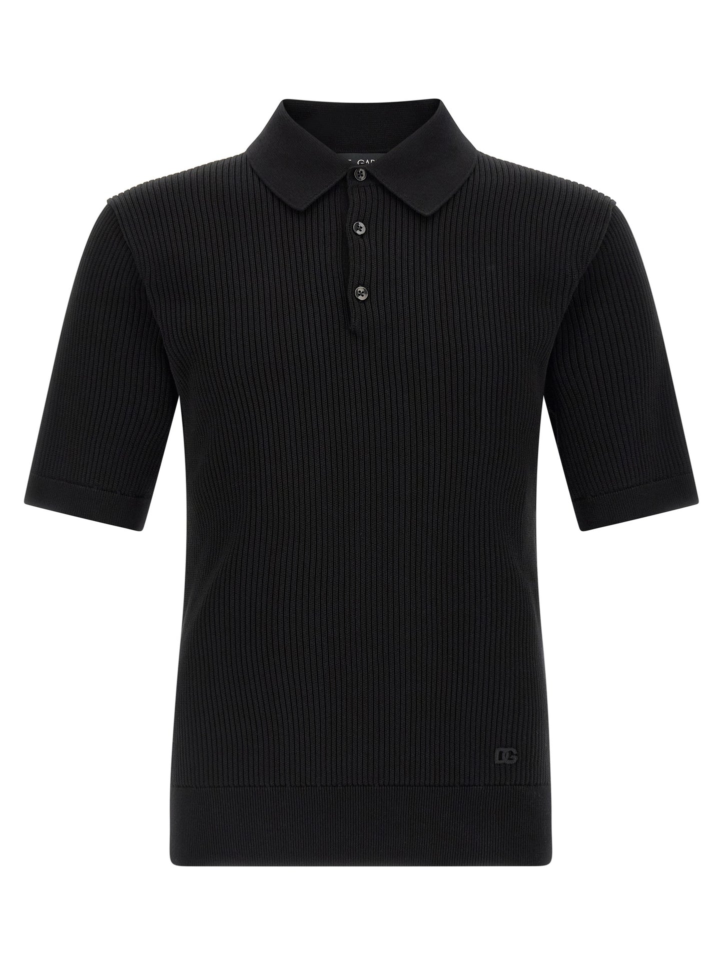 Dolce & Gabbana Black Cotton Polo Shirt