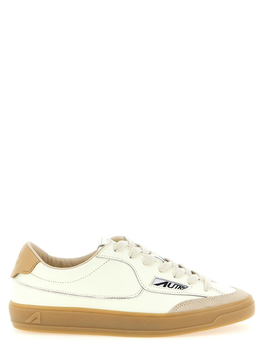 Autry Beige Cowhide Low Top Sneakers